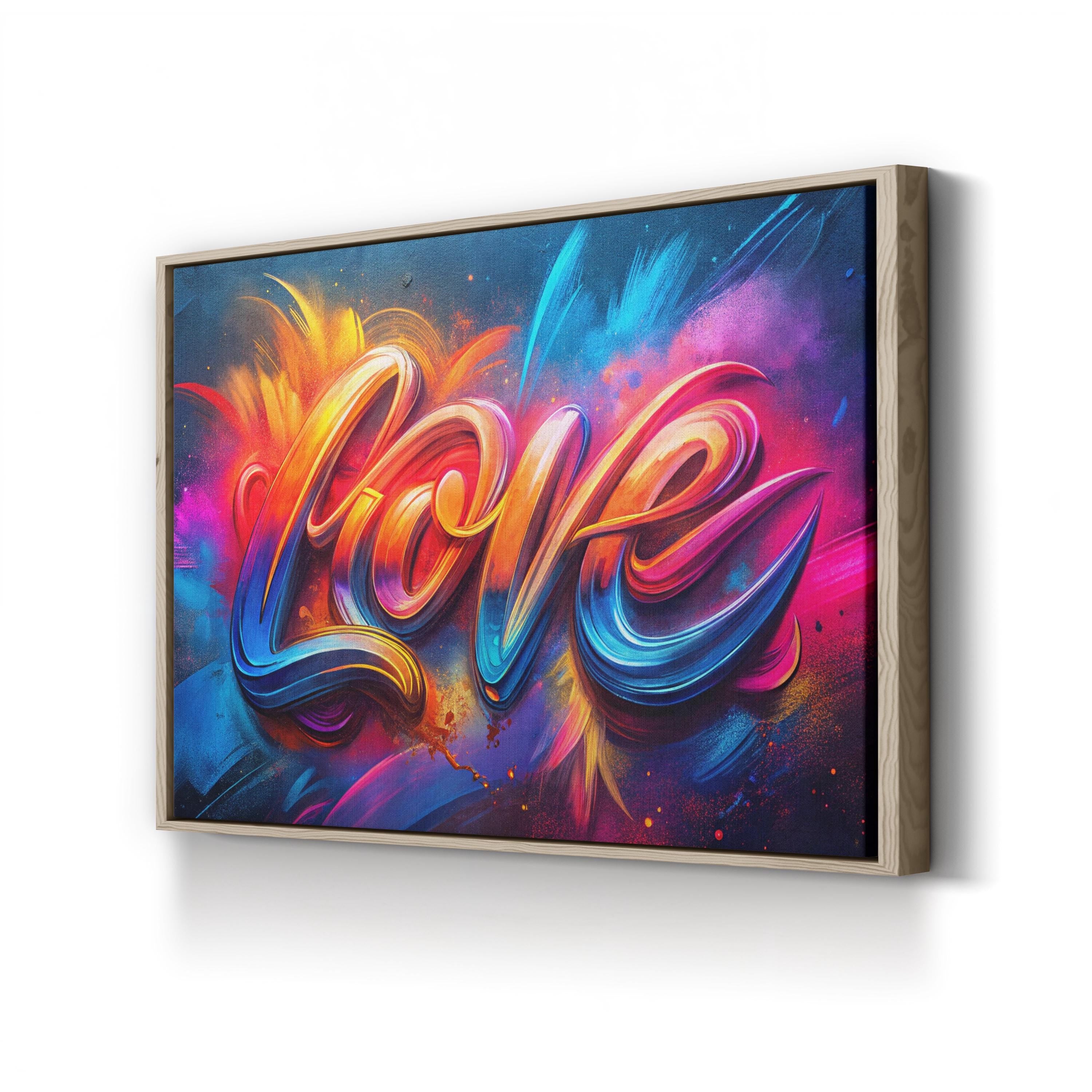 Love Calligraphy Wall Art | Vibrant Modern Typography Canvas Print