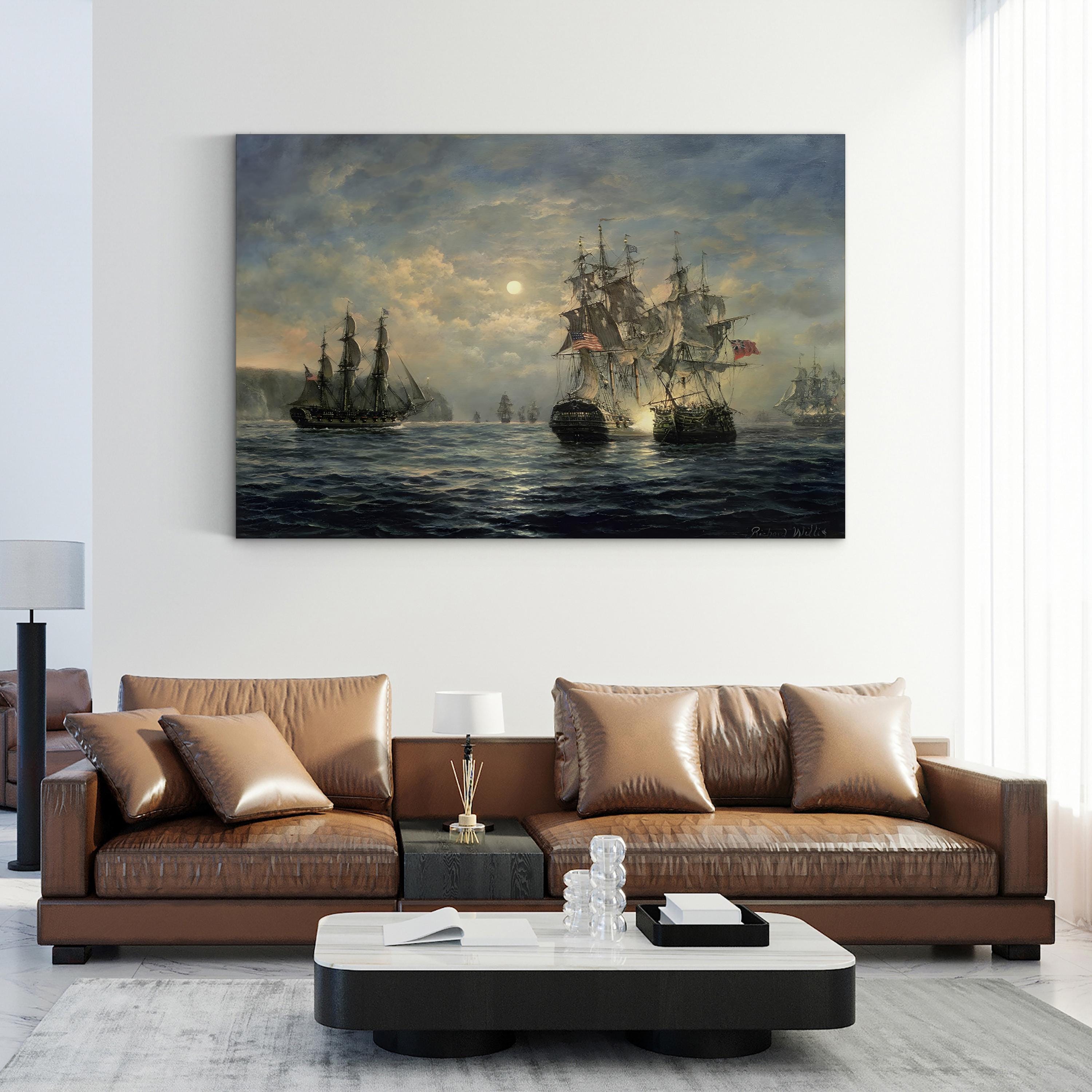 Engagement Between the Bonhomme Richard and the Serapis off Flamborough Head, 1779 Wall Art by Richard Willis