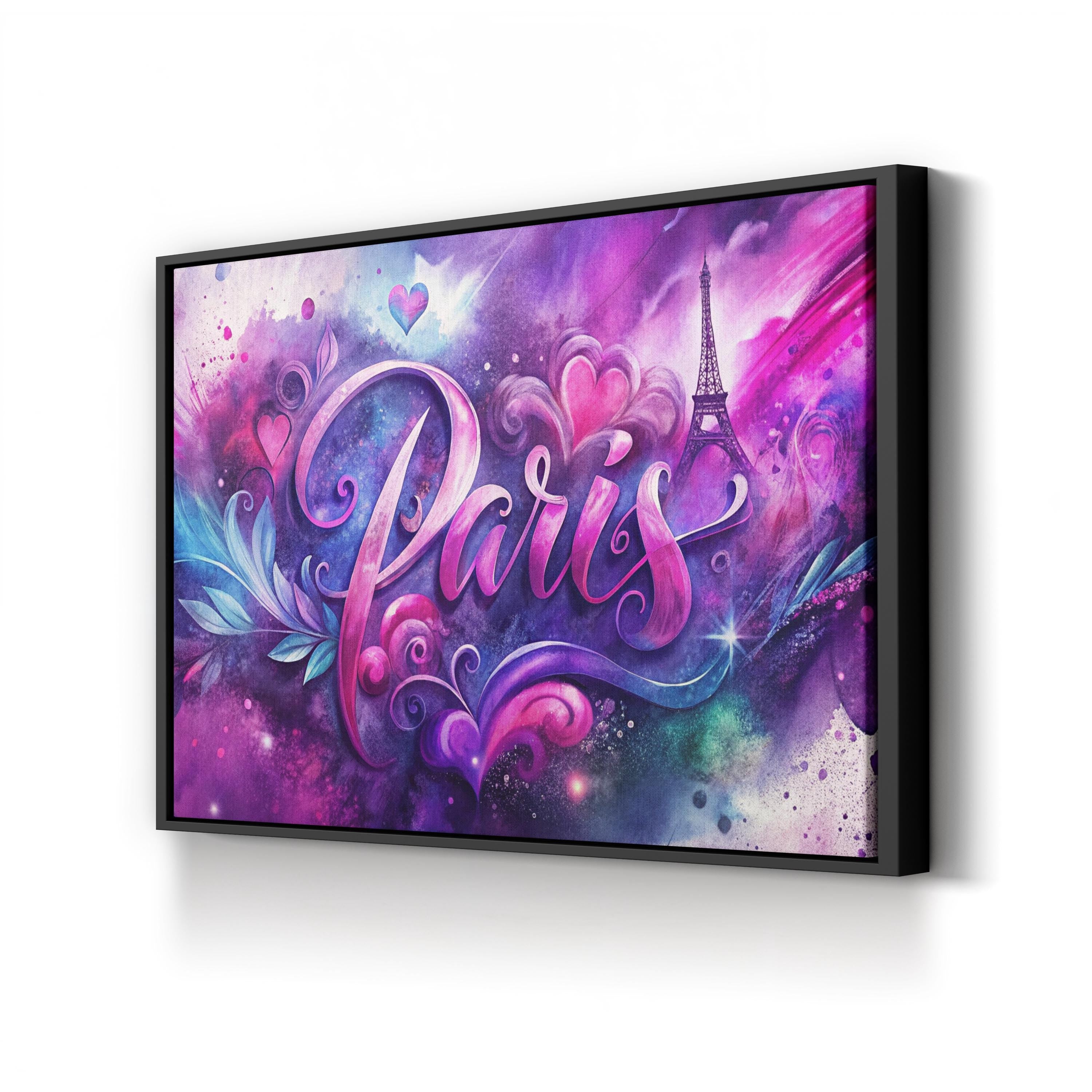 Love Paris Eiffel Tower – Period Illustration Wall Art | Romantic Canvas Print