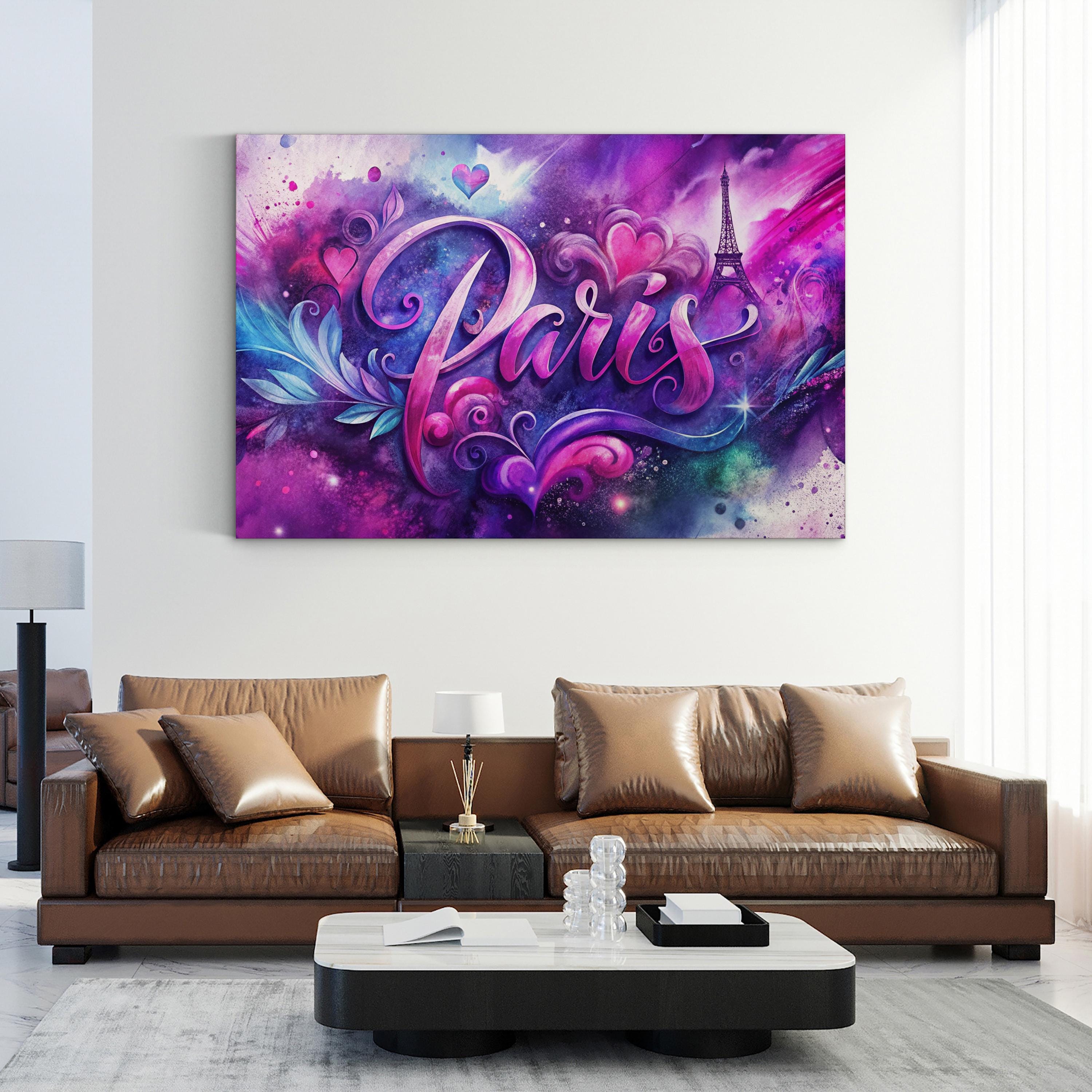 Love Paris Eiffel Tower – Period Illustration Wall Art | Romantic Canvas Print