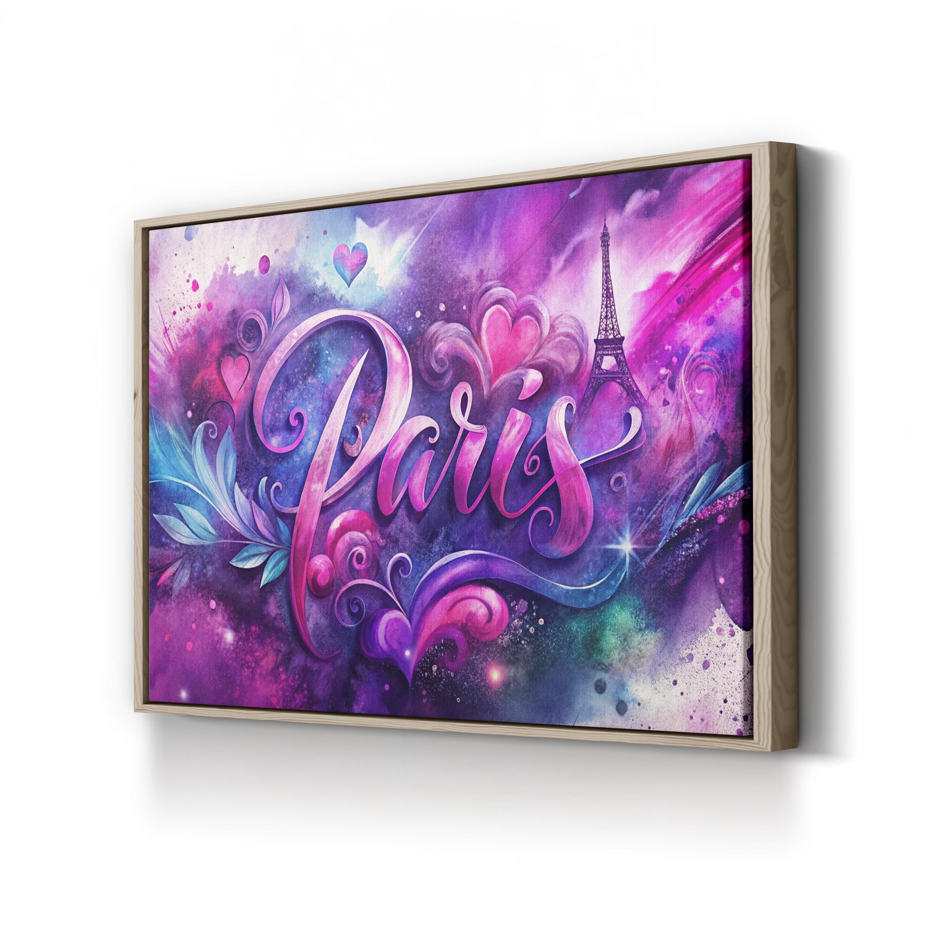 Love Paris Eiffel Tower – Period Illustration Wall Art | Romantic Canvas Print