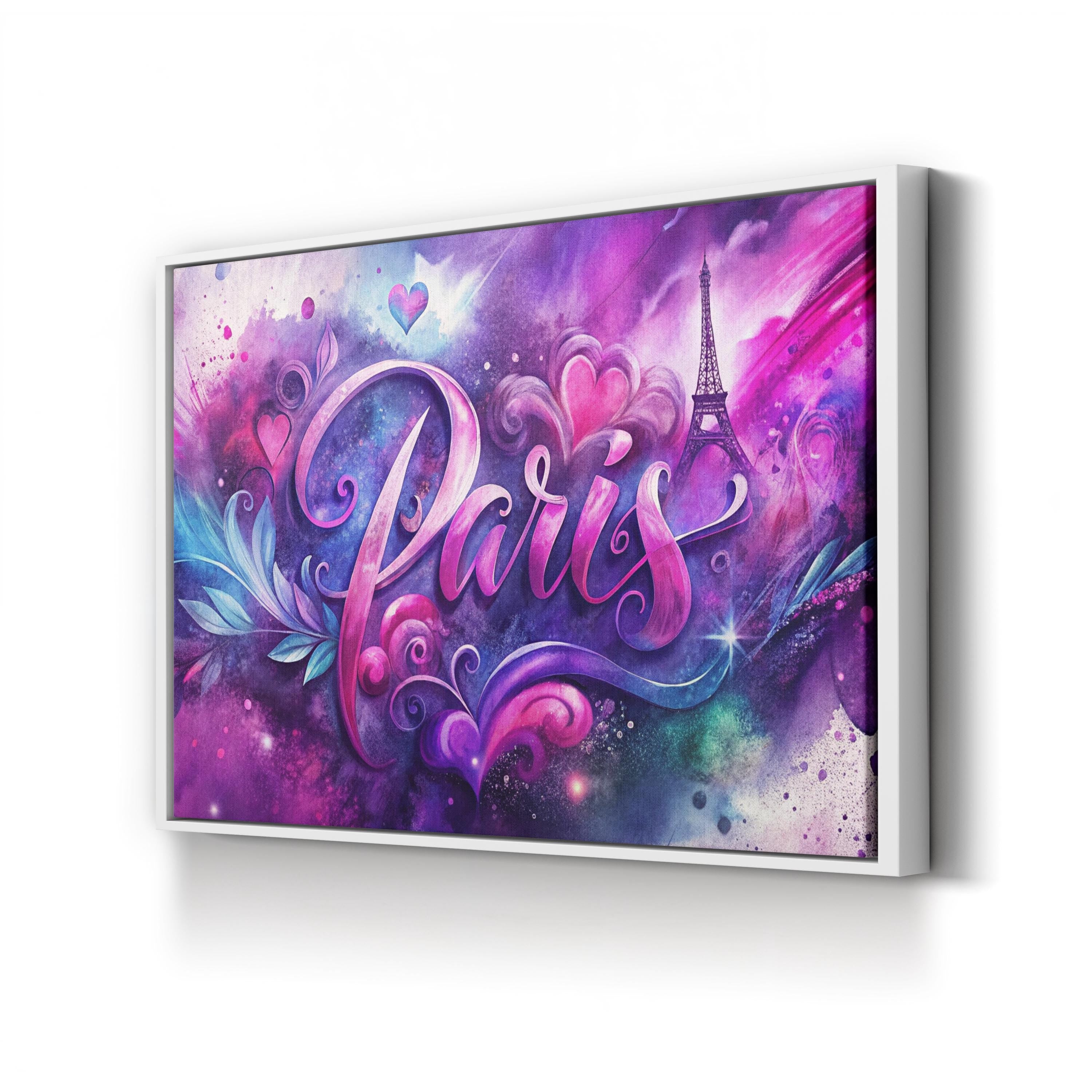 Love Paris Eiffel Tower – Period Illustration Wall Art | Romantic Canvas Print