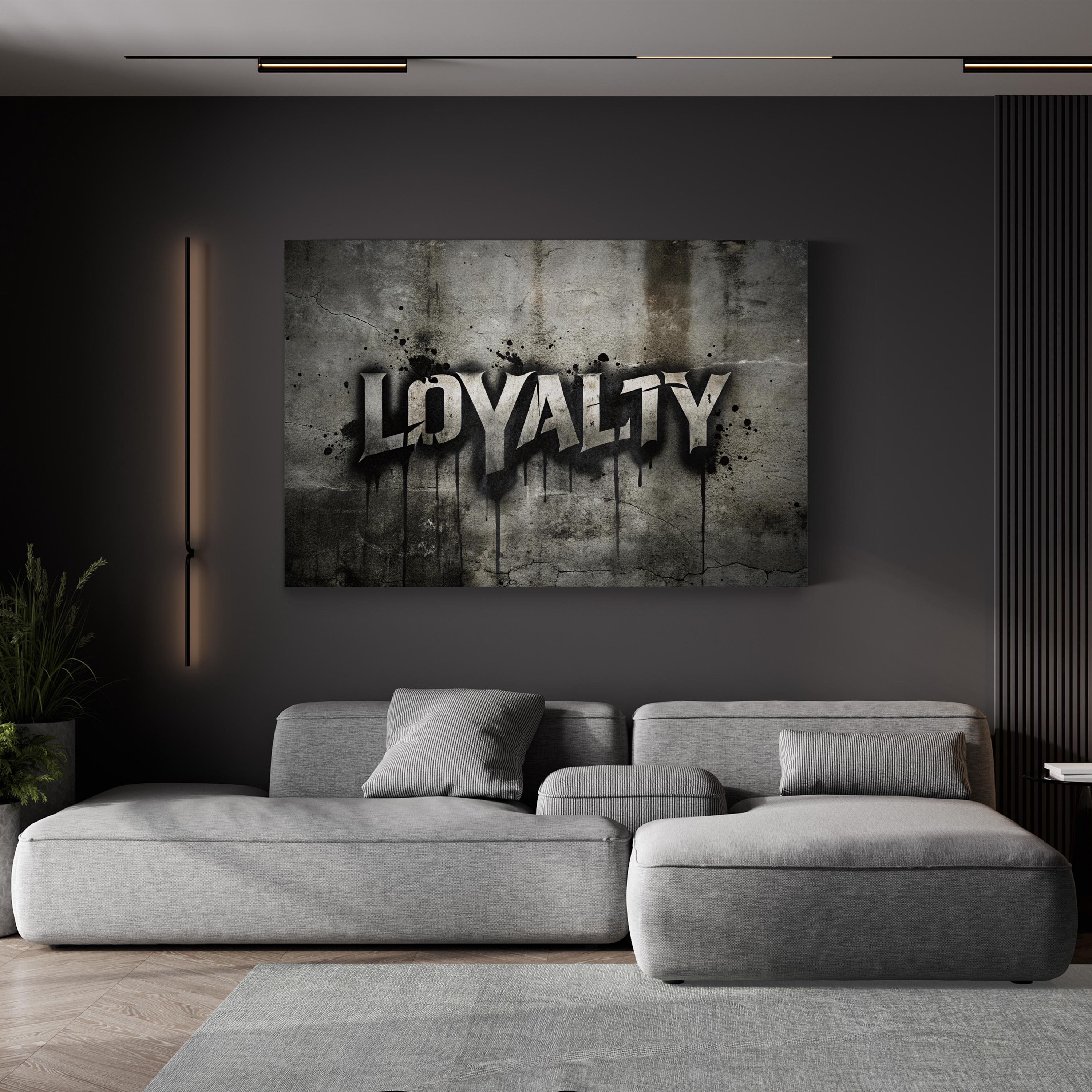 Loyalty Graffiti Stencil Canvas Art: Motivational Urban Wall Decor