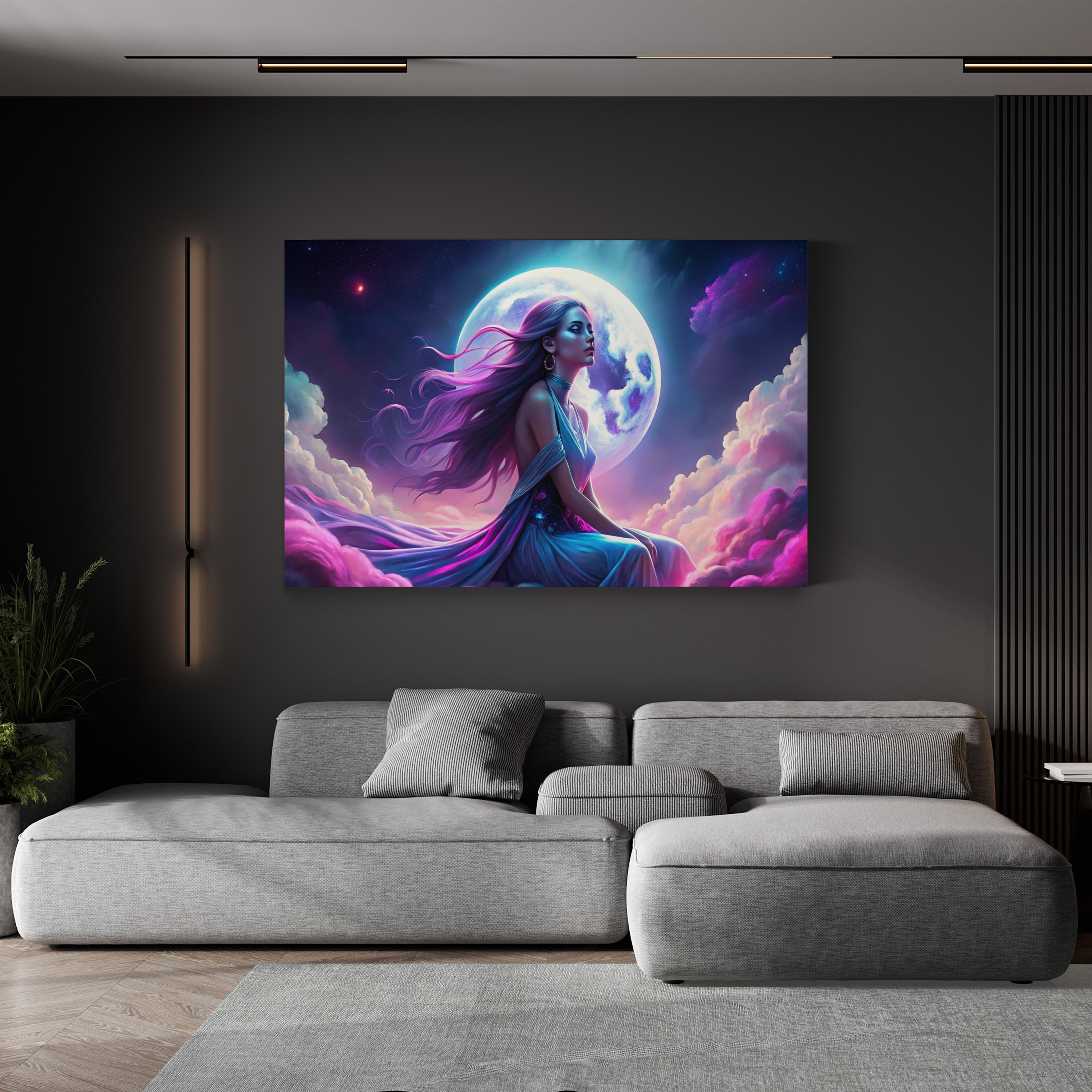 Lunar Dreamscape – Period Illustration Wall Art | Surreal Moonlit Canvas Print