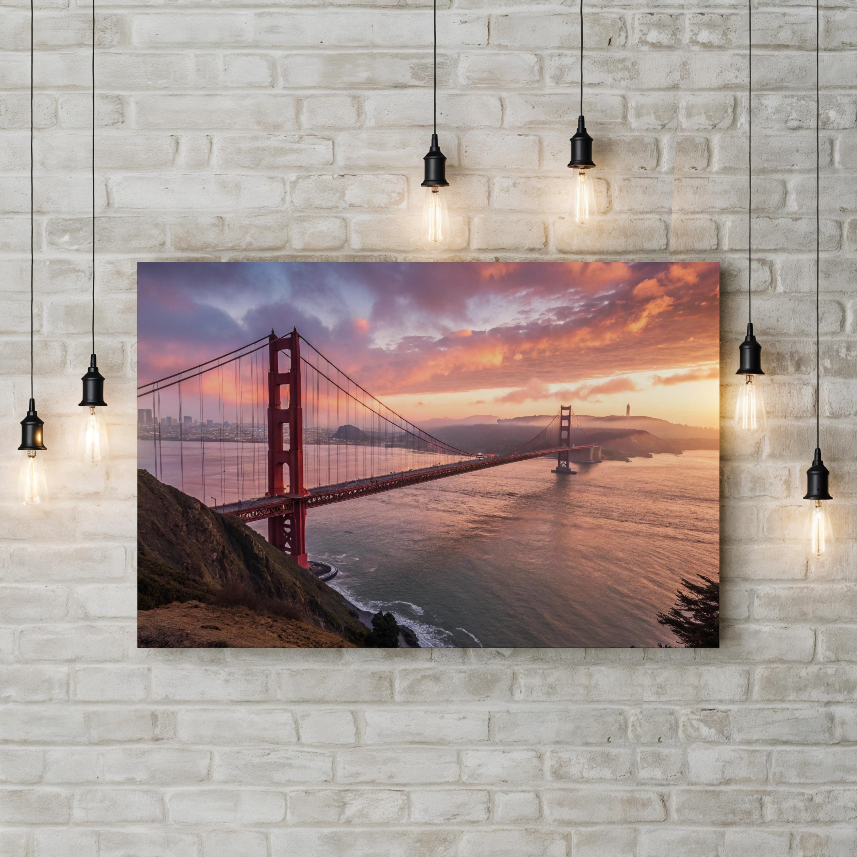Golden Gate Bridge Morning Fog – Vintage Photography Wall Art | San Francisco Canvas Print