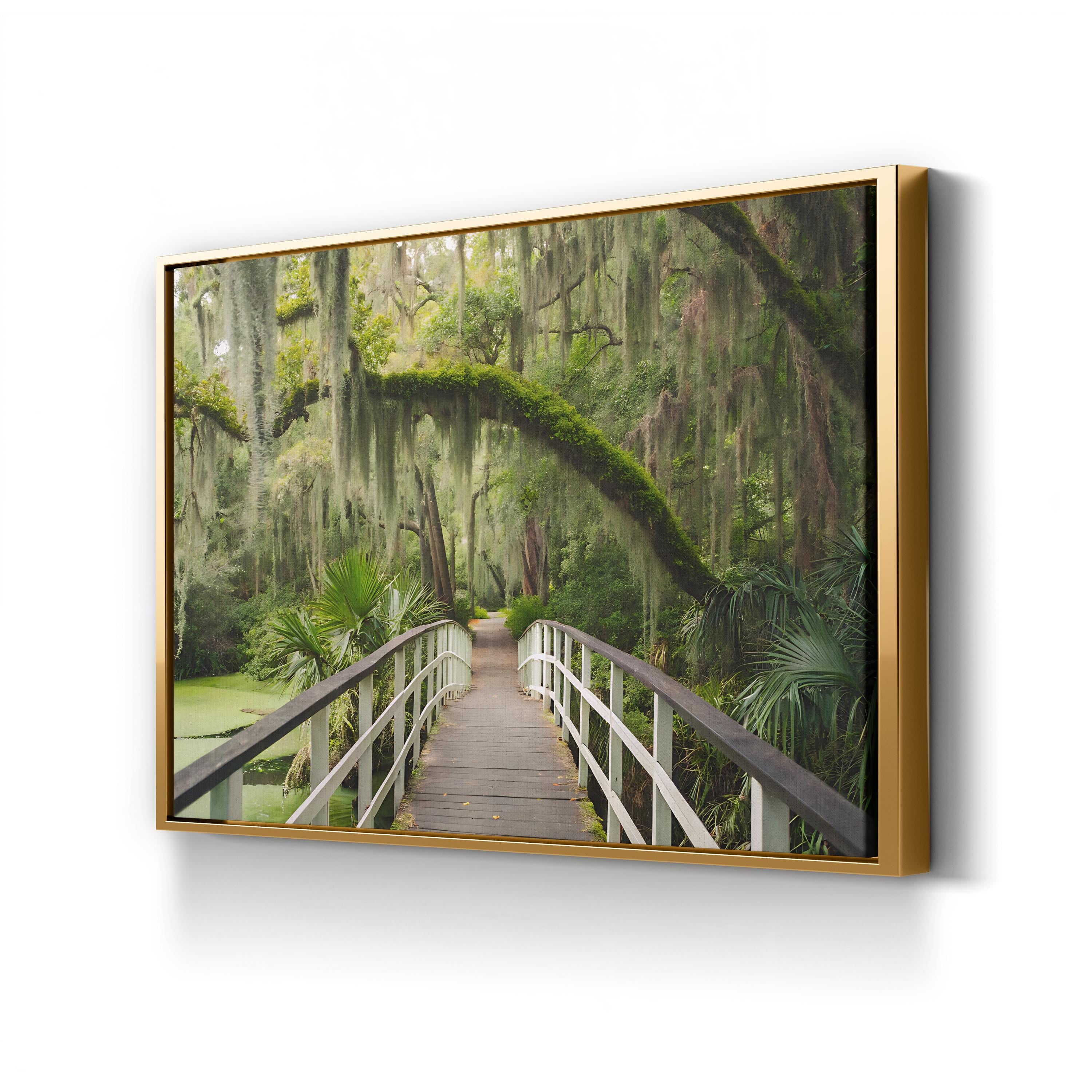 Mossy Bridge Woodland Creek – Vintage Photography Wall Art | Southern Landscape Canvas Print