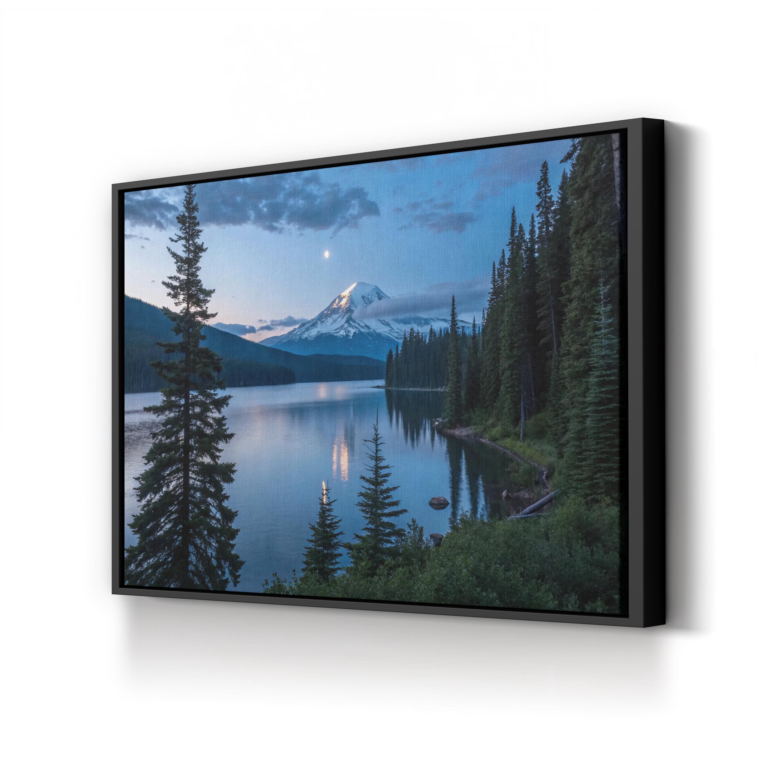 Mount Hood Canvas Art – Full Moon Night Landscape