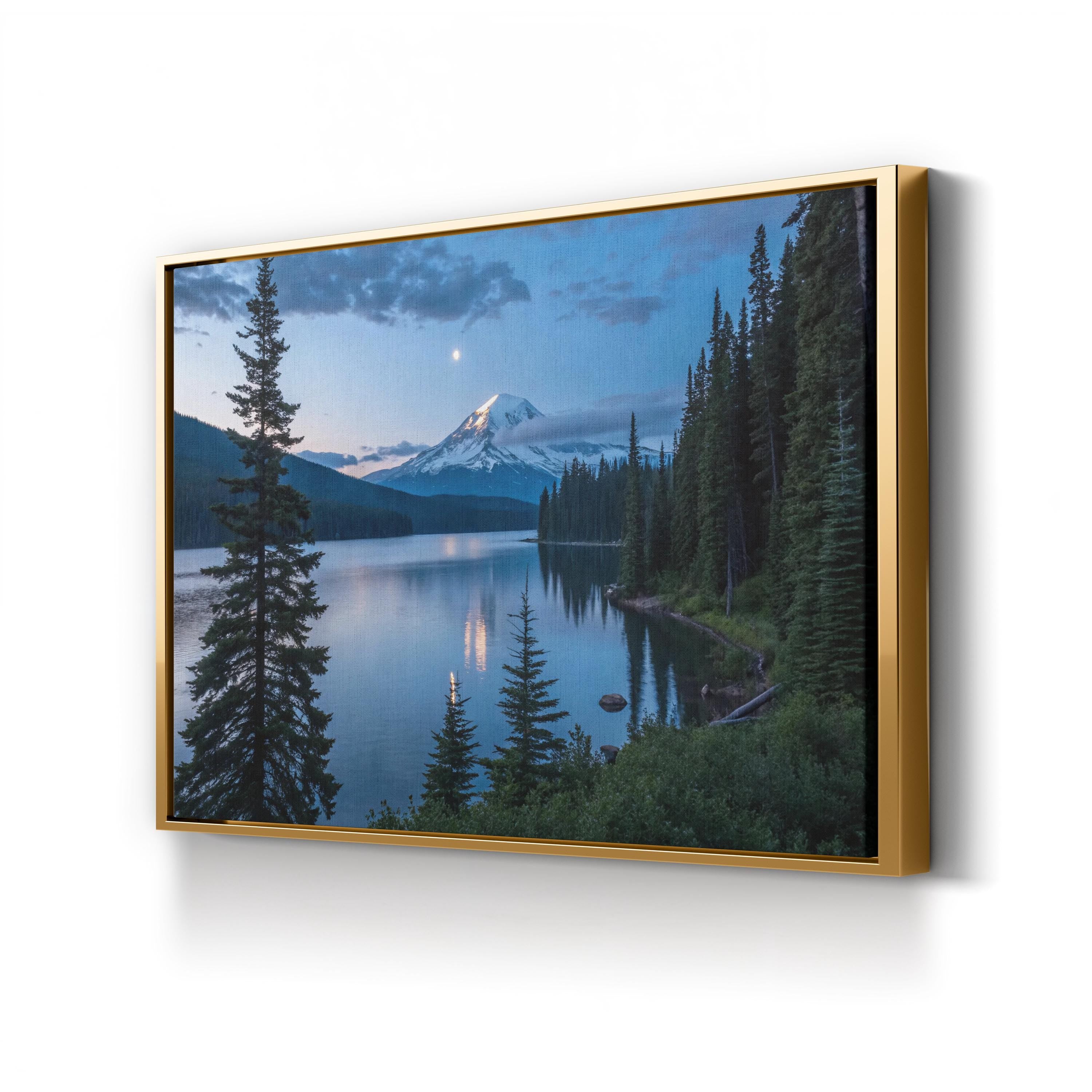 Mount Hood Canvas Art – Full Moon Night Landscape