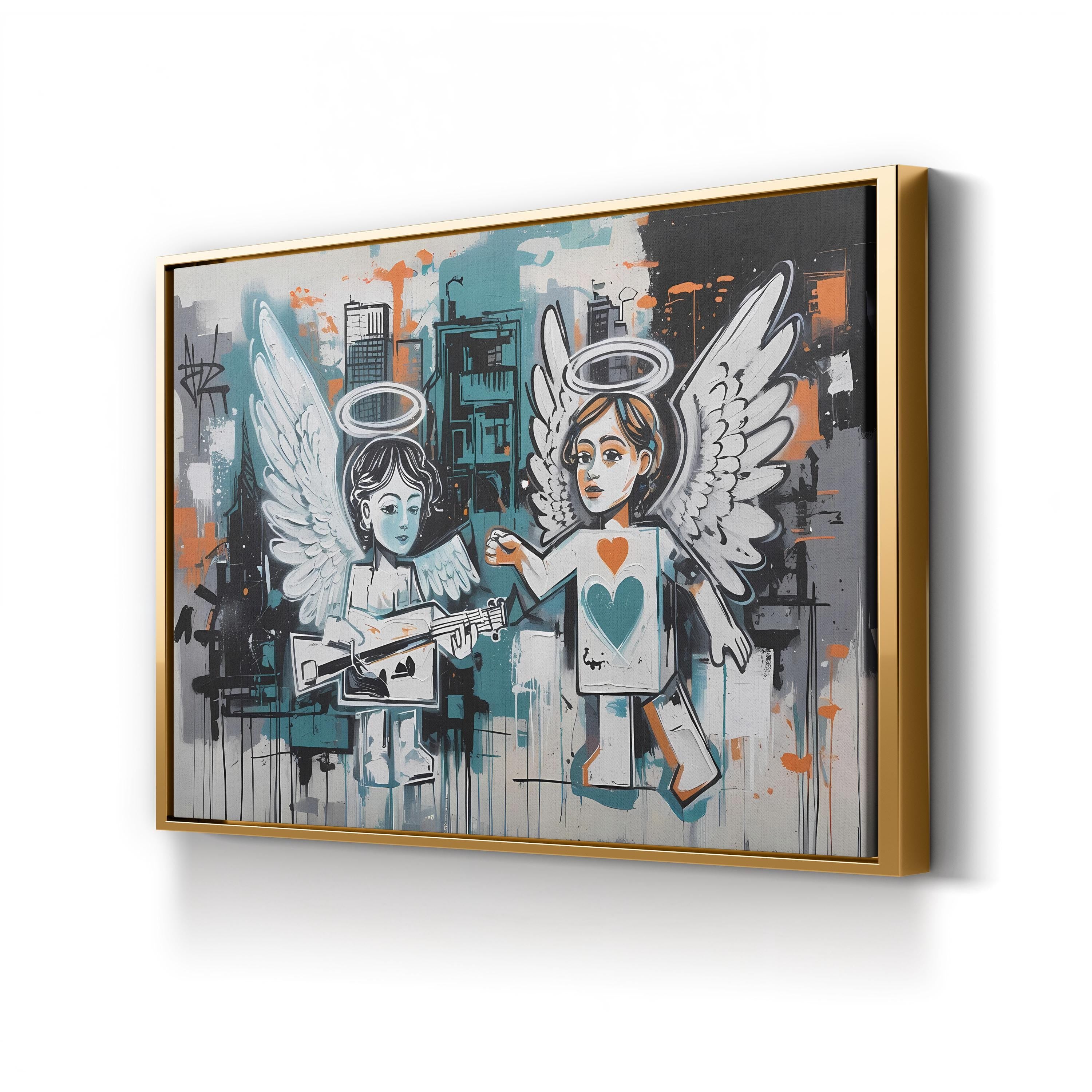 Music Muse Graffiti Angel – Period Illustration Wall Art | Abstract Street Canvas Print