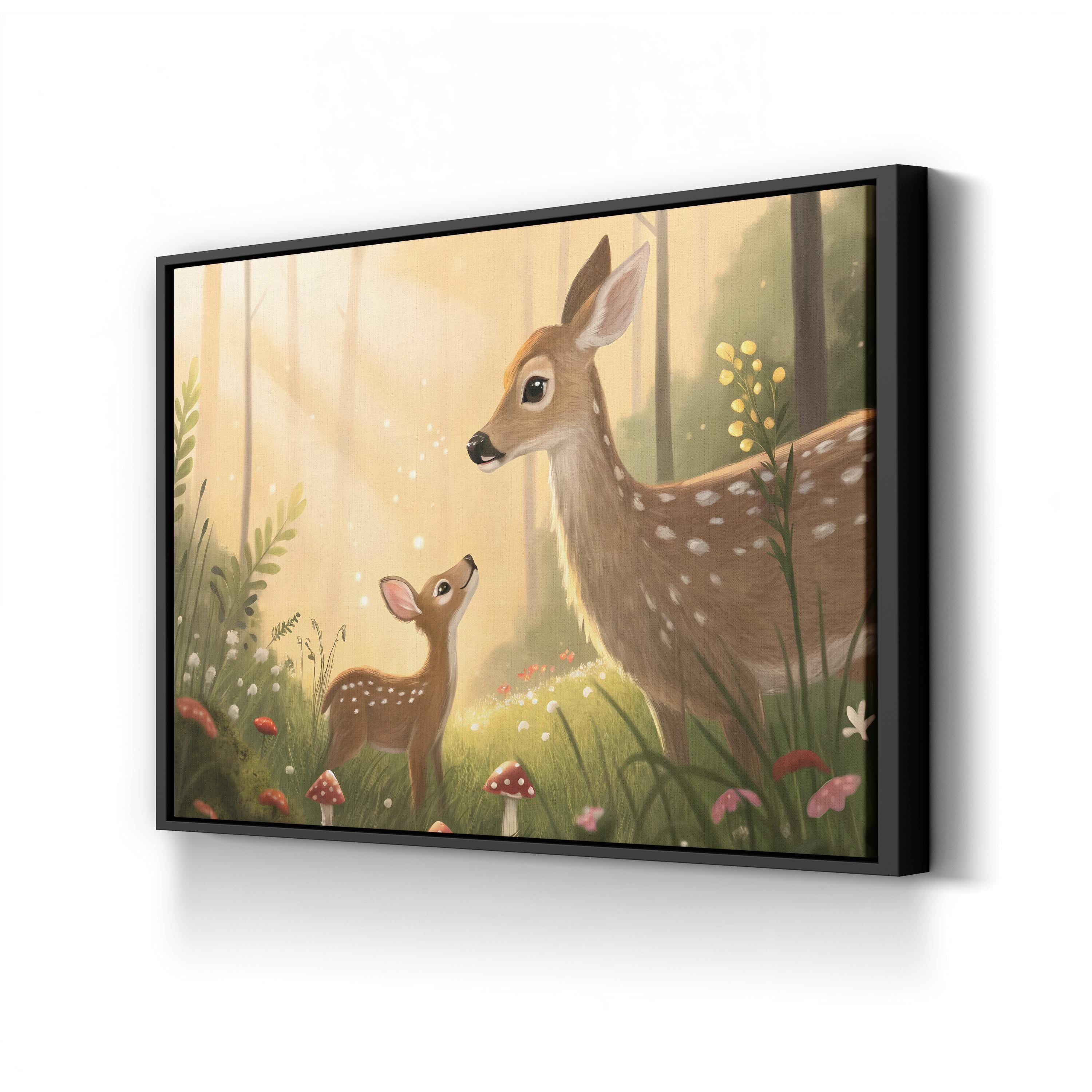 Nature’s Newborns Woodland Deer – Period Illustration Wall Art | Nursery Canvas Print