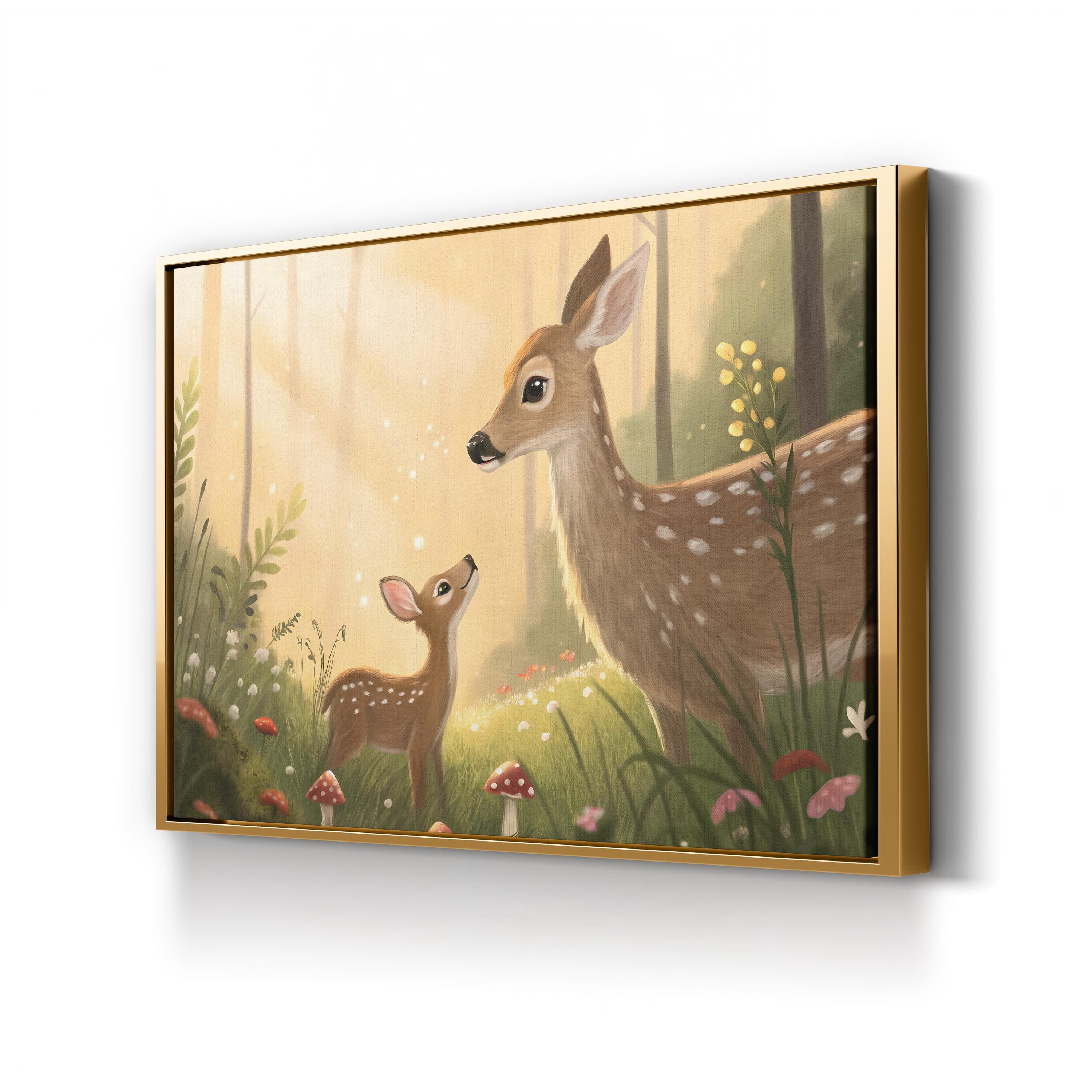 Nature’s Newborns Woodland Deer – Period Illustration Wall Art | Nursery Canvas Print