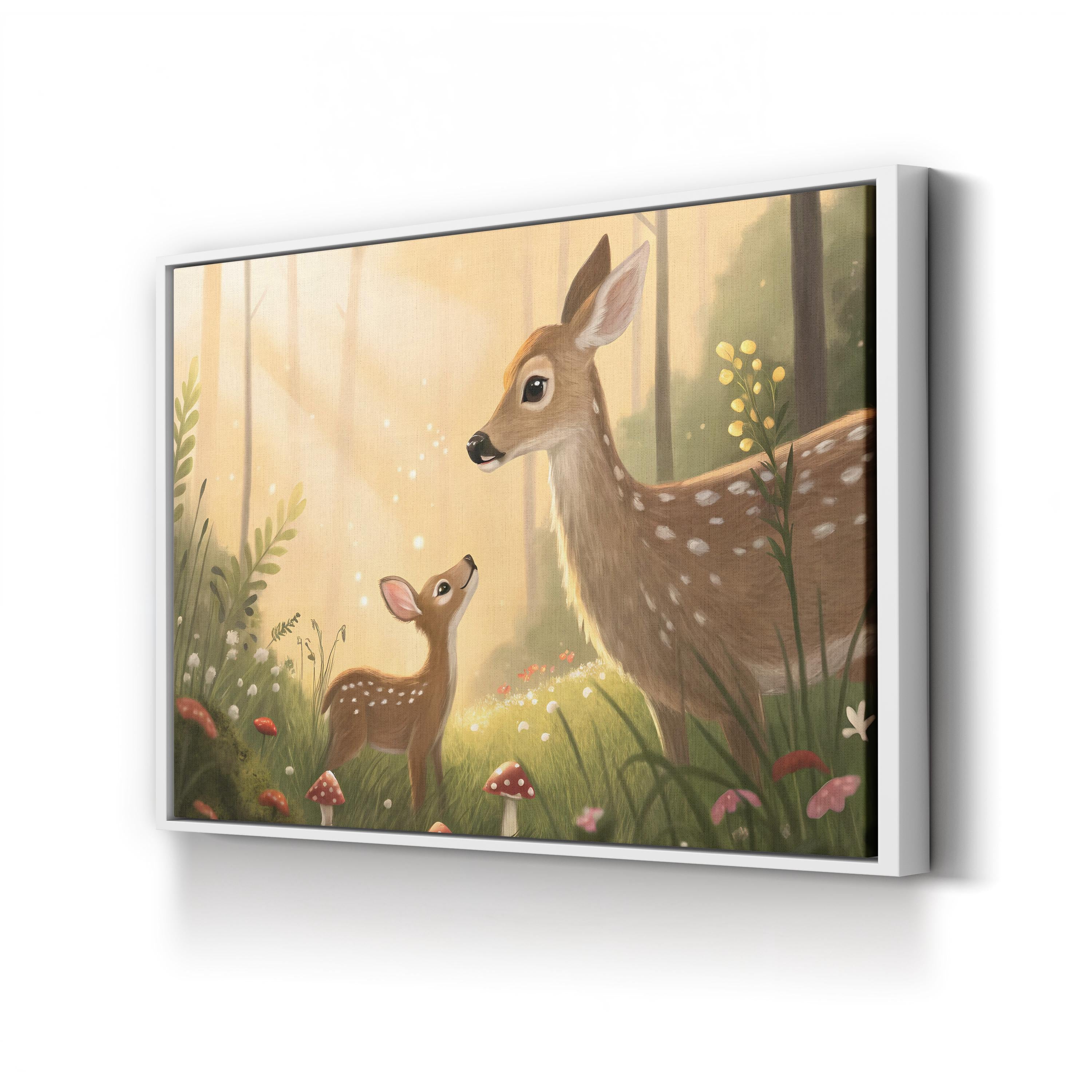 Nature’s Newborns Woodland Deer – Period Illustration Wall Art | Nursery Canvas Print
