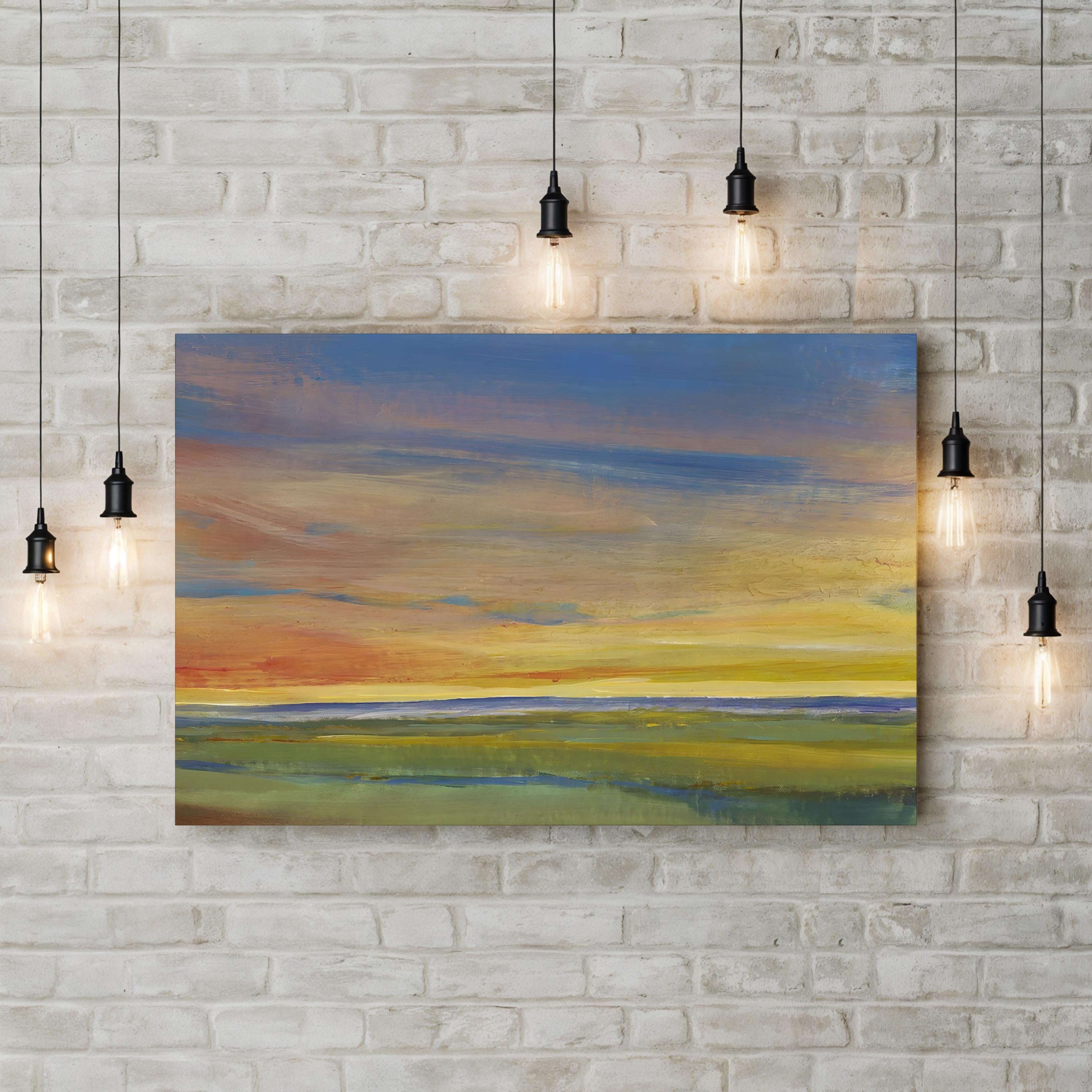 Fading Light I Abstract Canvas Wall Art – Minimalist Sunset Landscape by Tim O’Toole