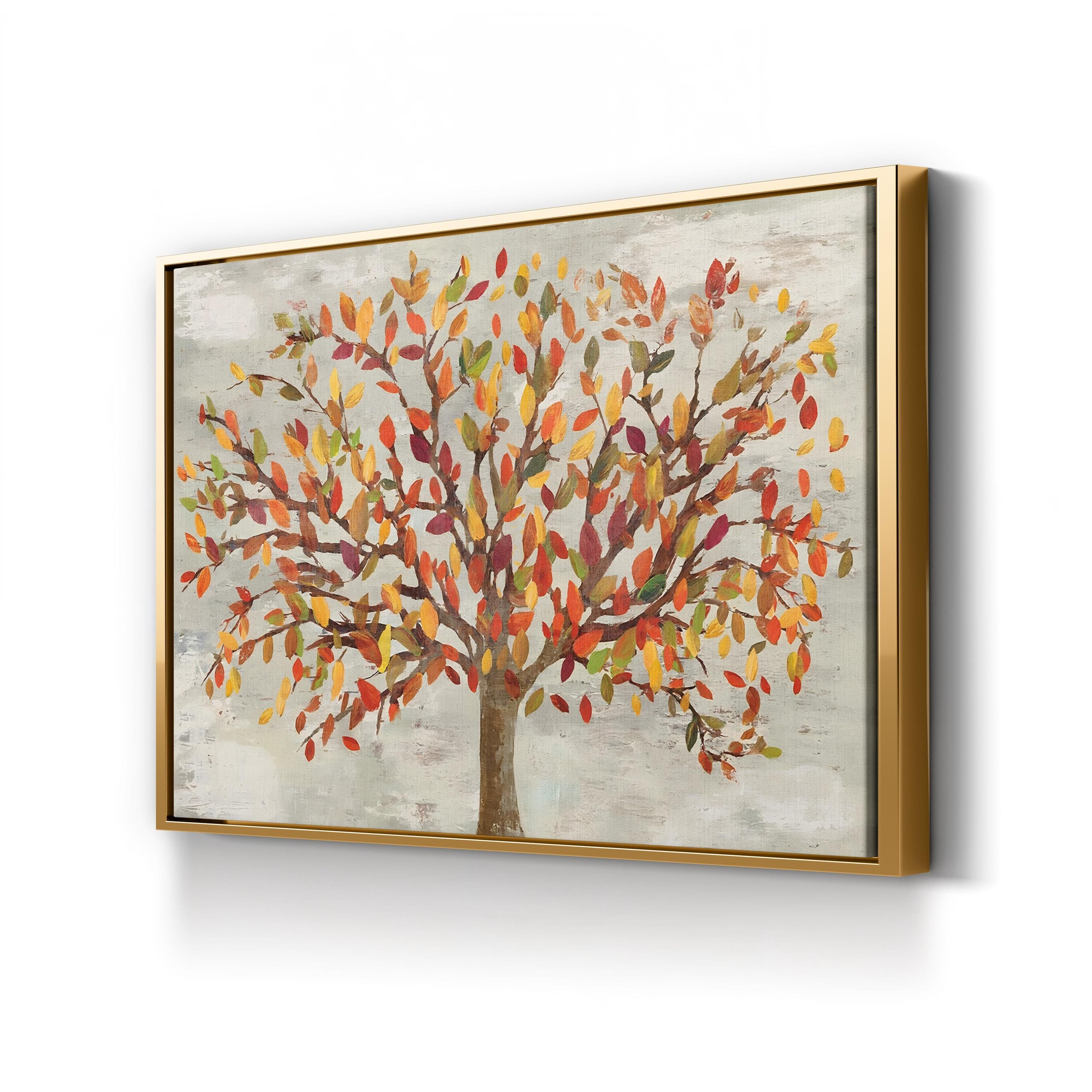Fall Foliage Canvas Art – Abstract Autumn Leaves, Nature-Inspired Wall Decor