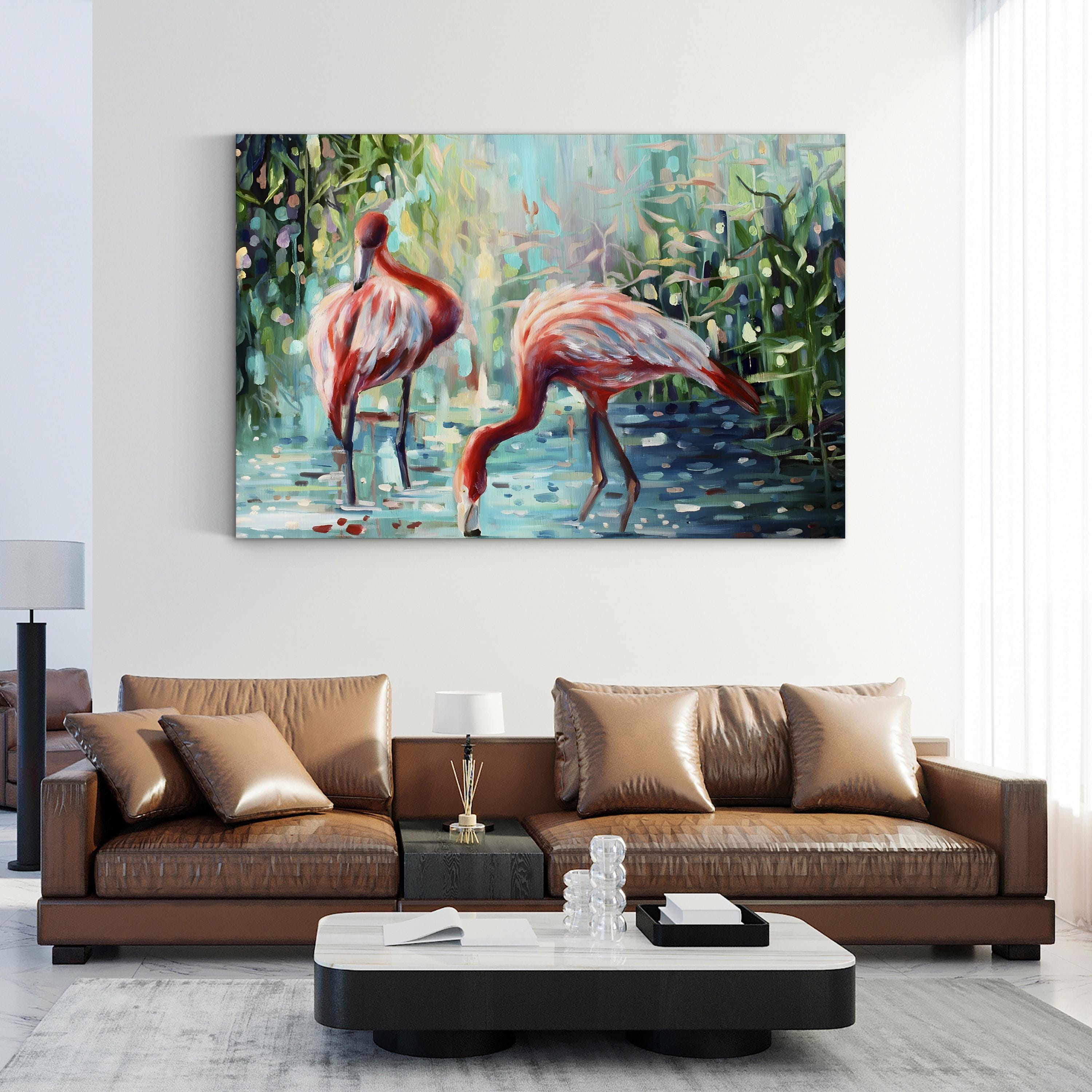 Flamingo’s Delight Wall Art – Lena Navarro | Contemporary Tropical Bird Canvas Print
