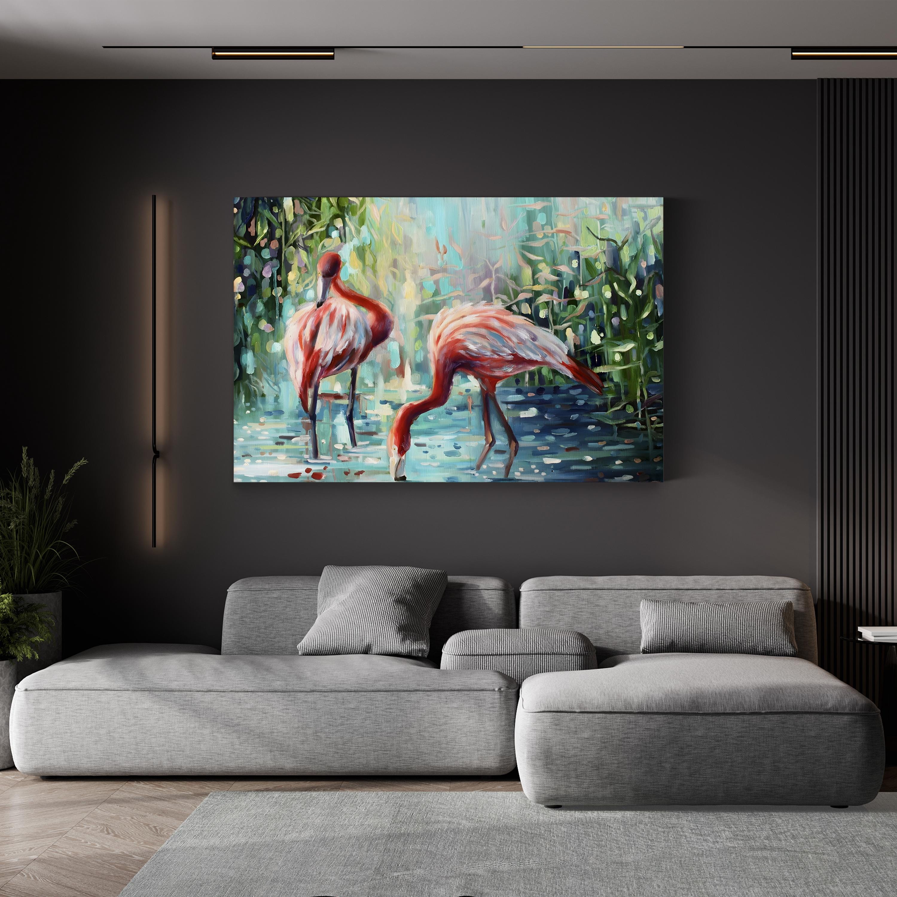 Flamingo’s Delight Wall Art – Lena Navarro | Contemporary Tropical Bird Canvas Print