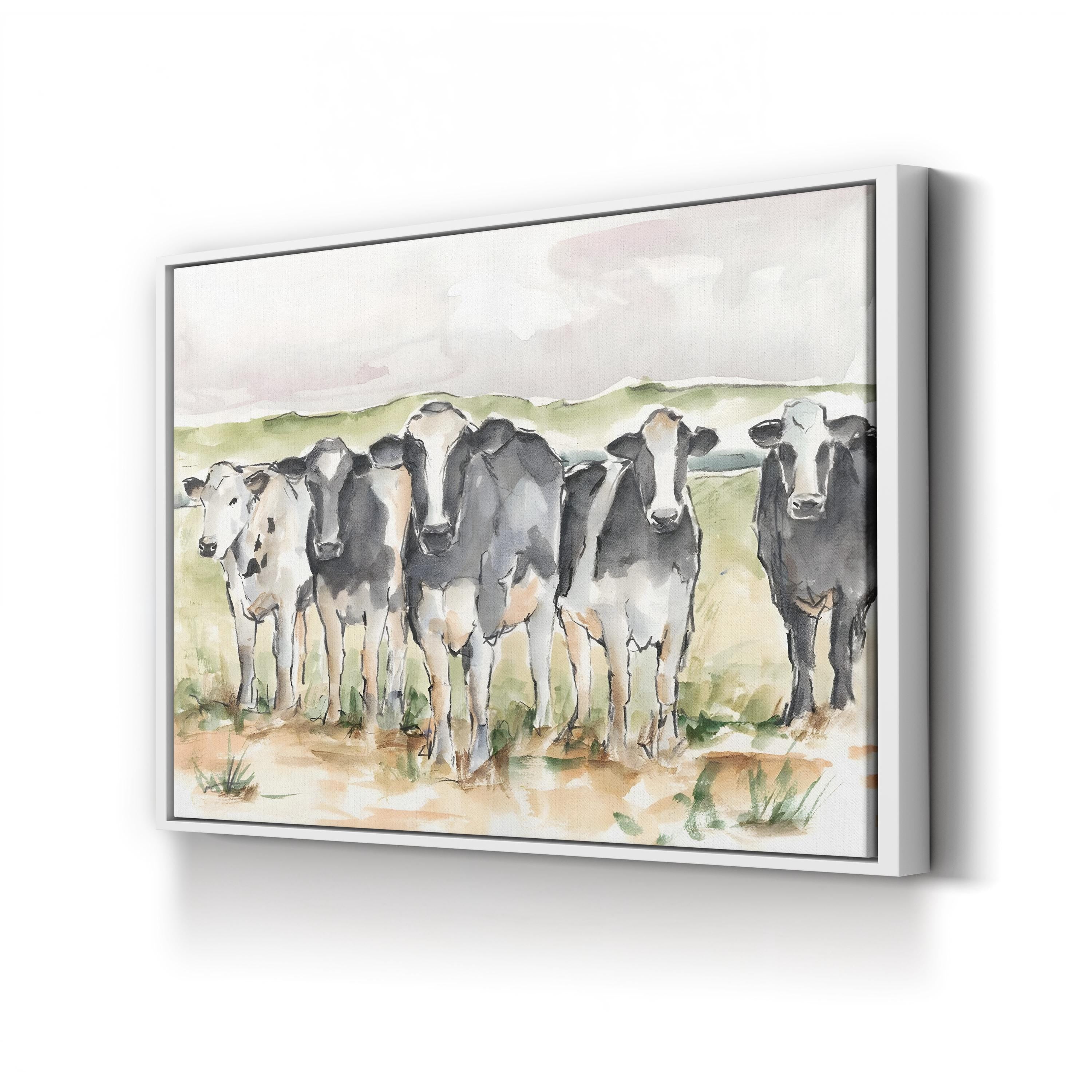 Watercolor Pasture Cow – Period Illustration Wall Art | Farmhouse Canvas Print