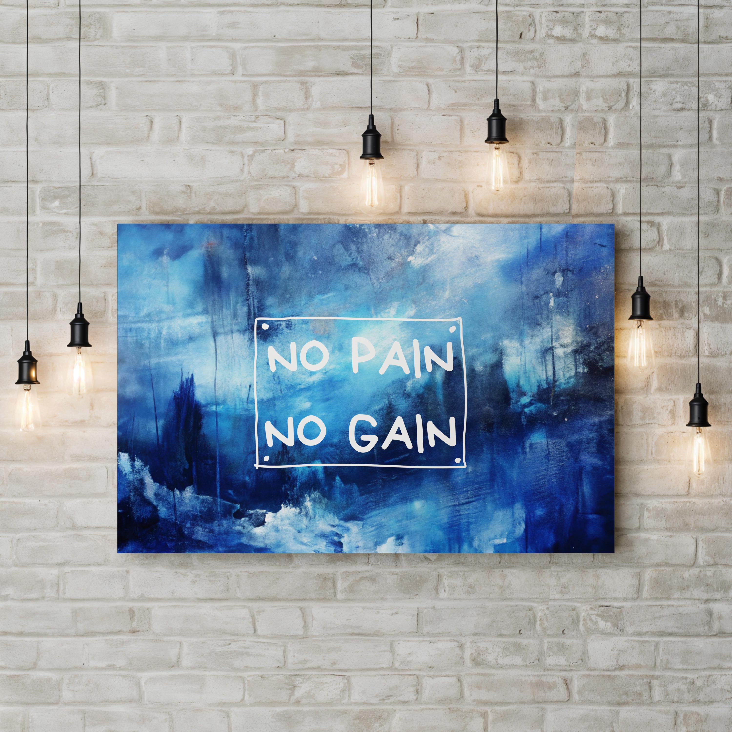 No Pain No Gain Motivational Canvas Print | Modern Fitness Quote Wall Art