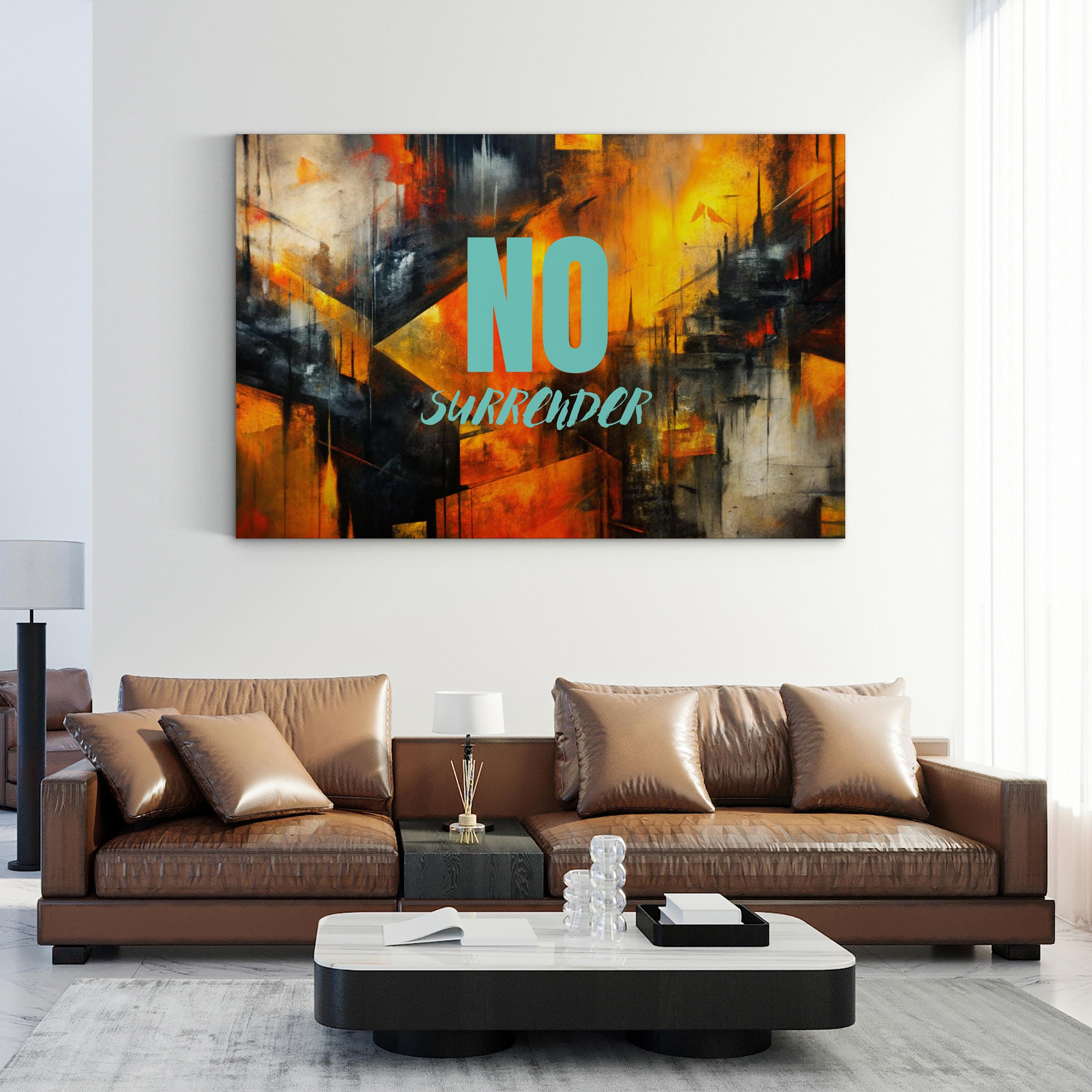 No Surrender Motivational Canvas Art | Modern Geometric Typography Wall Art