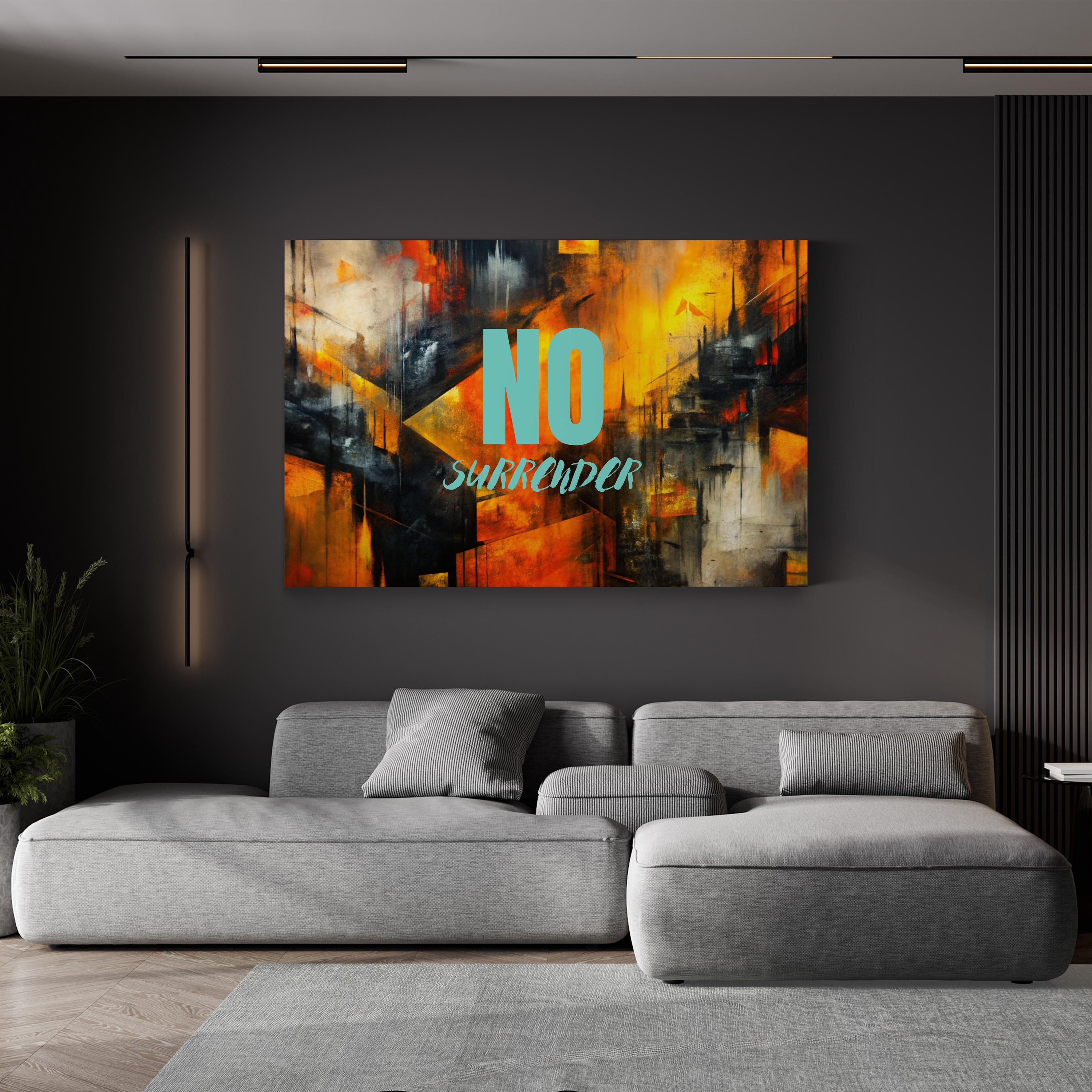 No Surrender Motivational Canvas Art | Modern Geometric Typography Wall Art