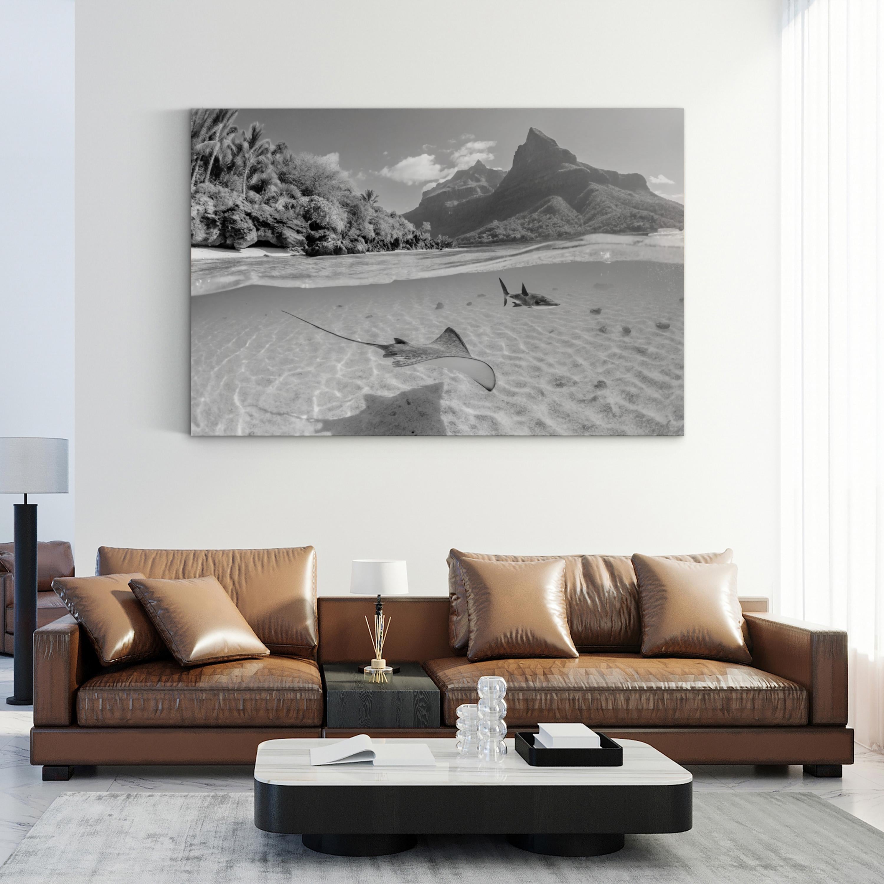 Tahiti Ocean – Vintage Photography Wall Art | Black & White Coastal Canvas Print