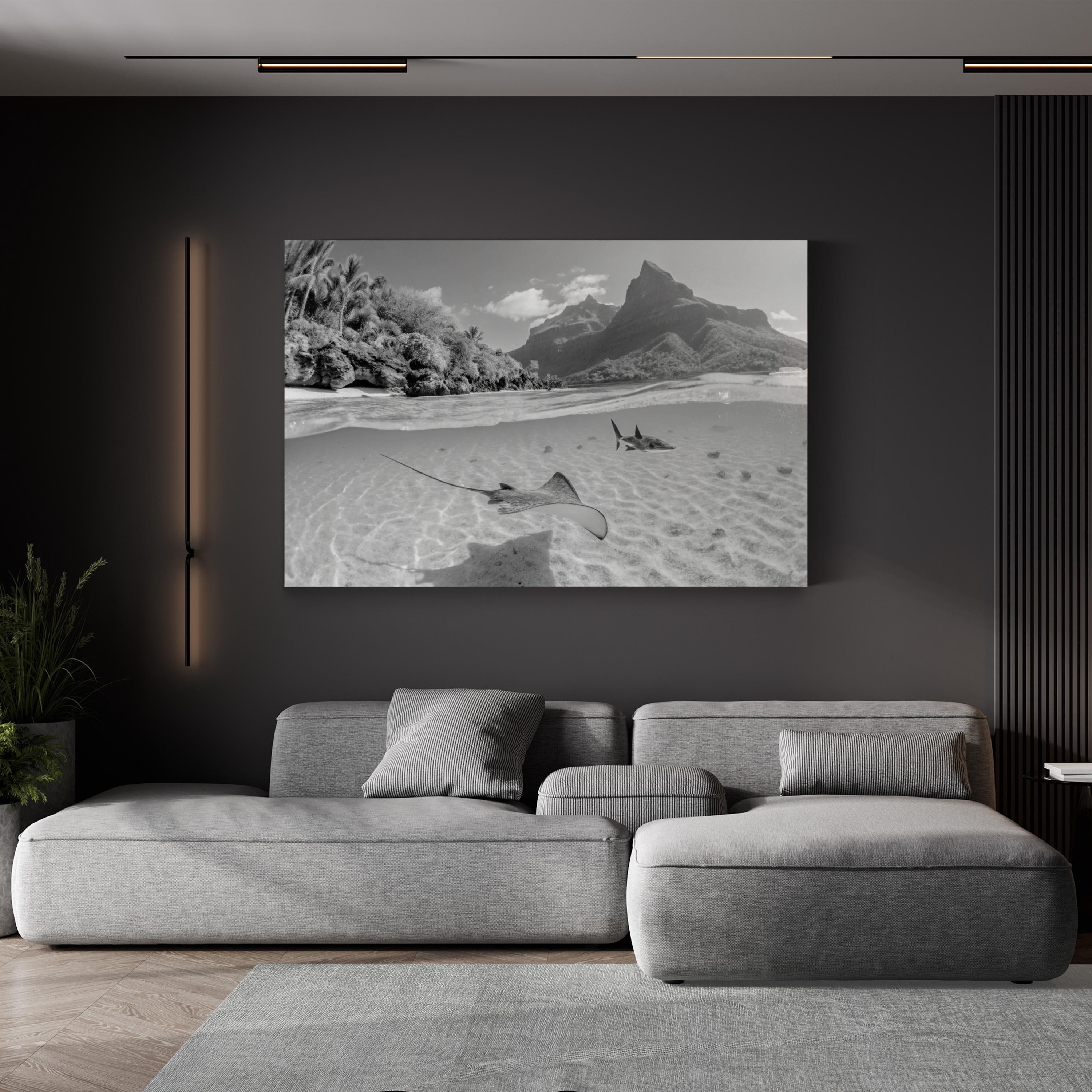 Tahiti Ocean – Vintage Photography Wall Art | Black & White Coastal Canvas Print