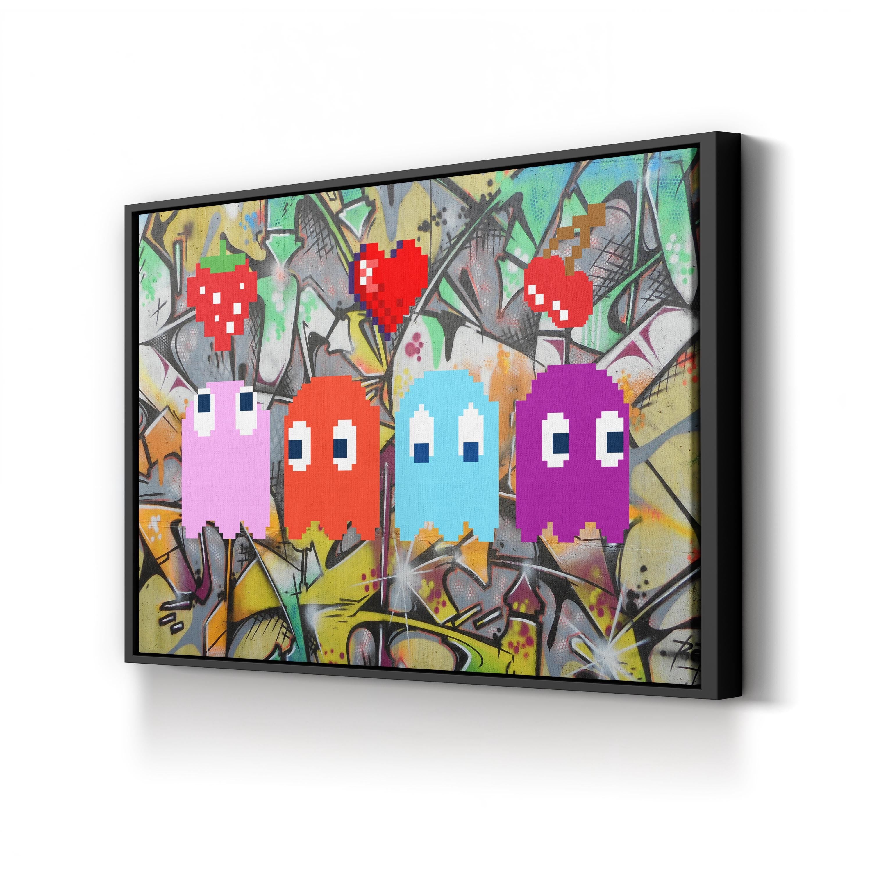 Pac-Man Graffiti Canvas Print | Retro Gaming Pixel Art Wall Art