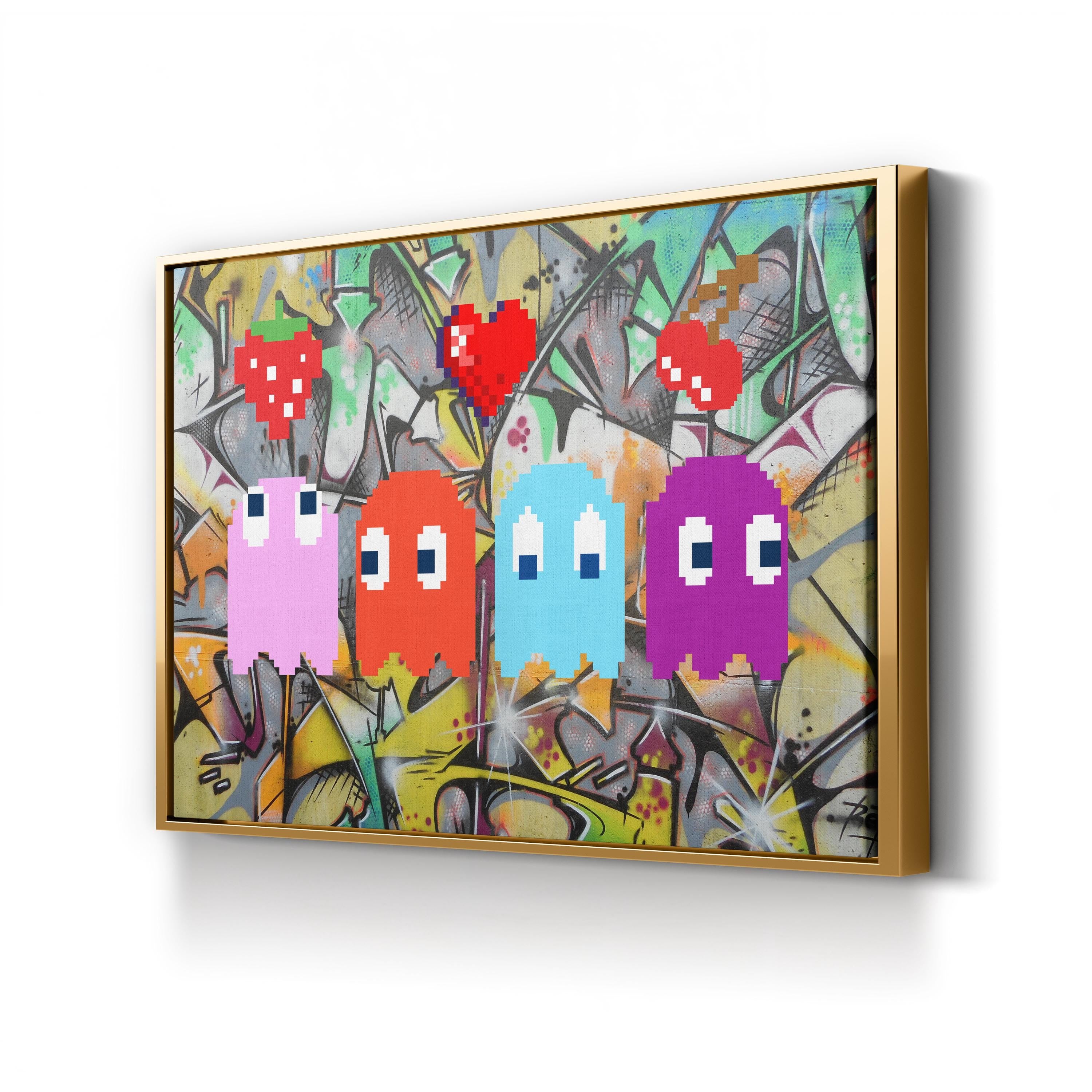 Pac-Man Graffiti Canvas Print | Retro Gaming Pixel Art Wall Art