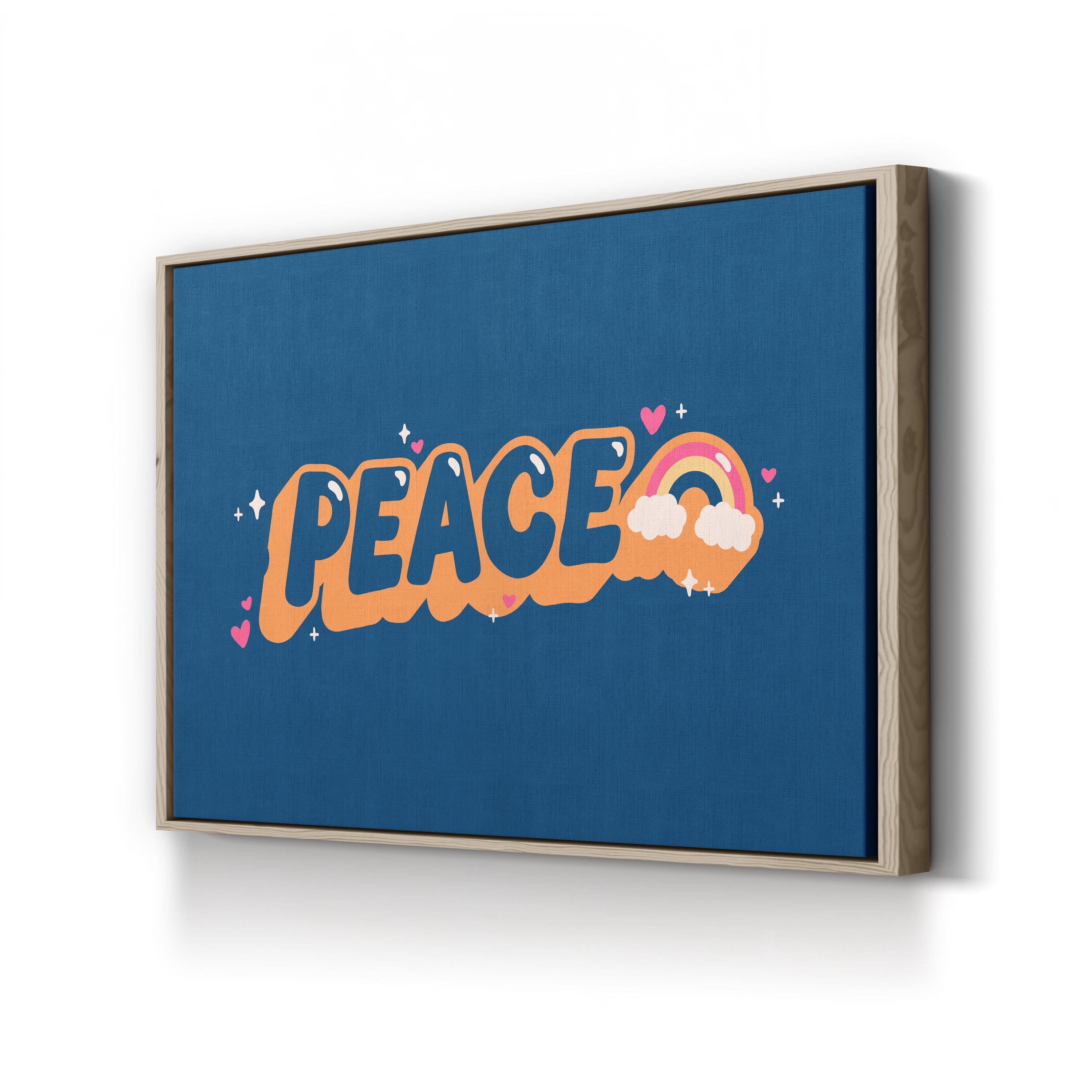 Peace and Rainbow Cloud Typography Inspirational Wall Art