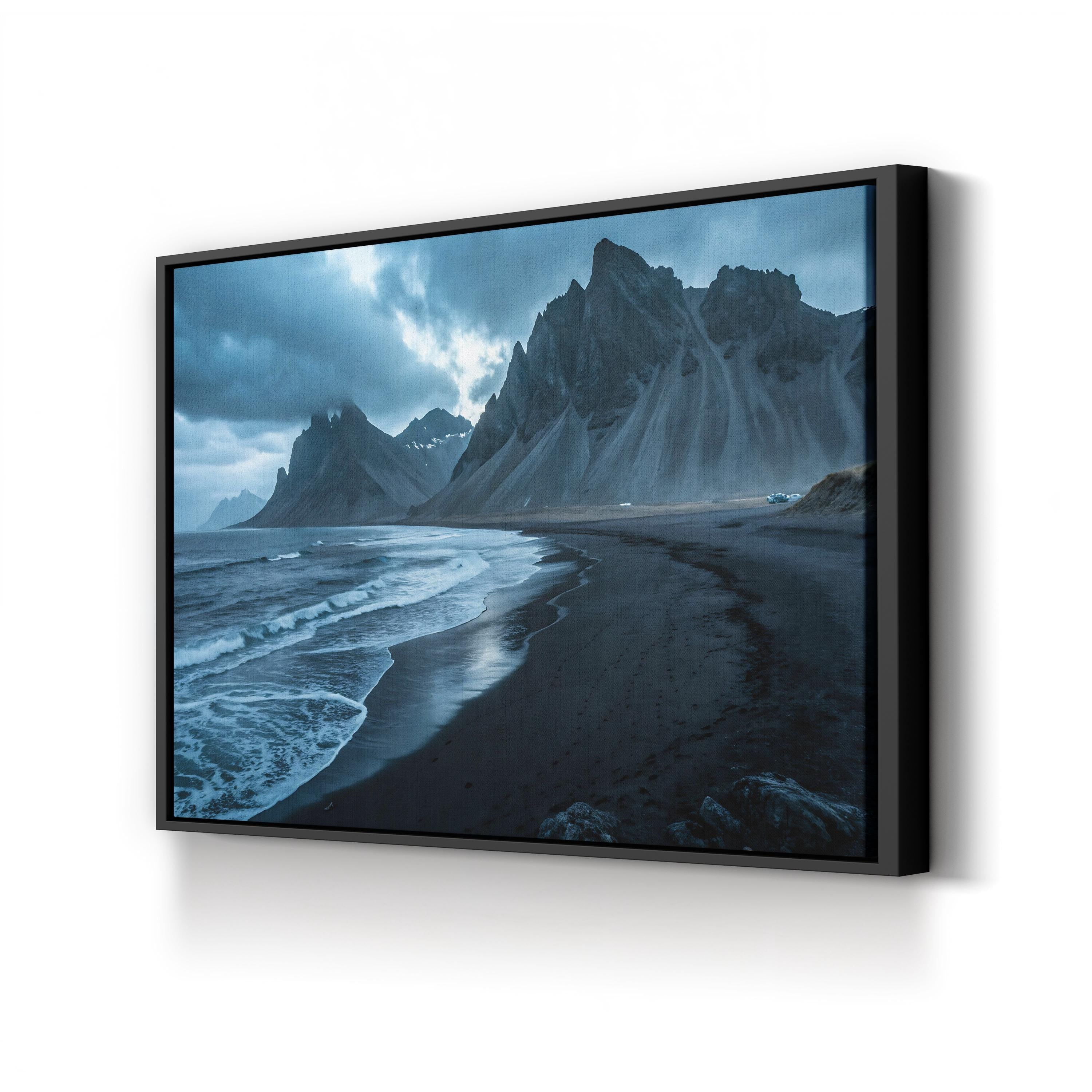 Iceland Black Sand Beach Canvas Art: Peaceful Coastal Landscape, Nautical Home Decor