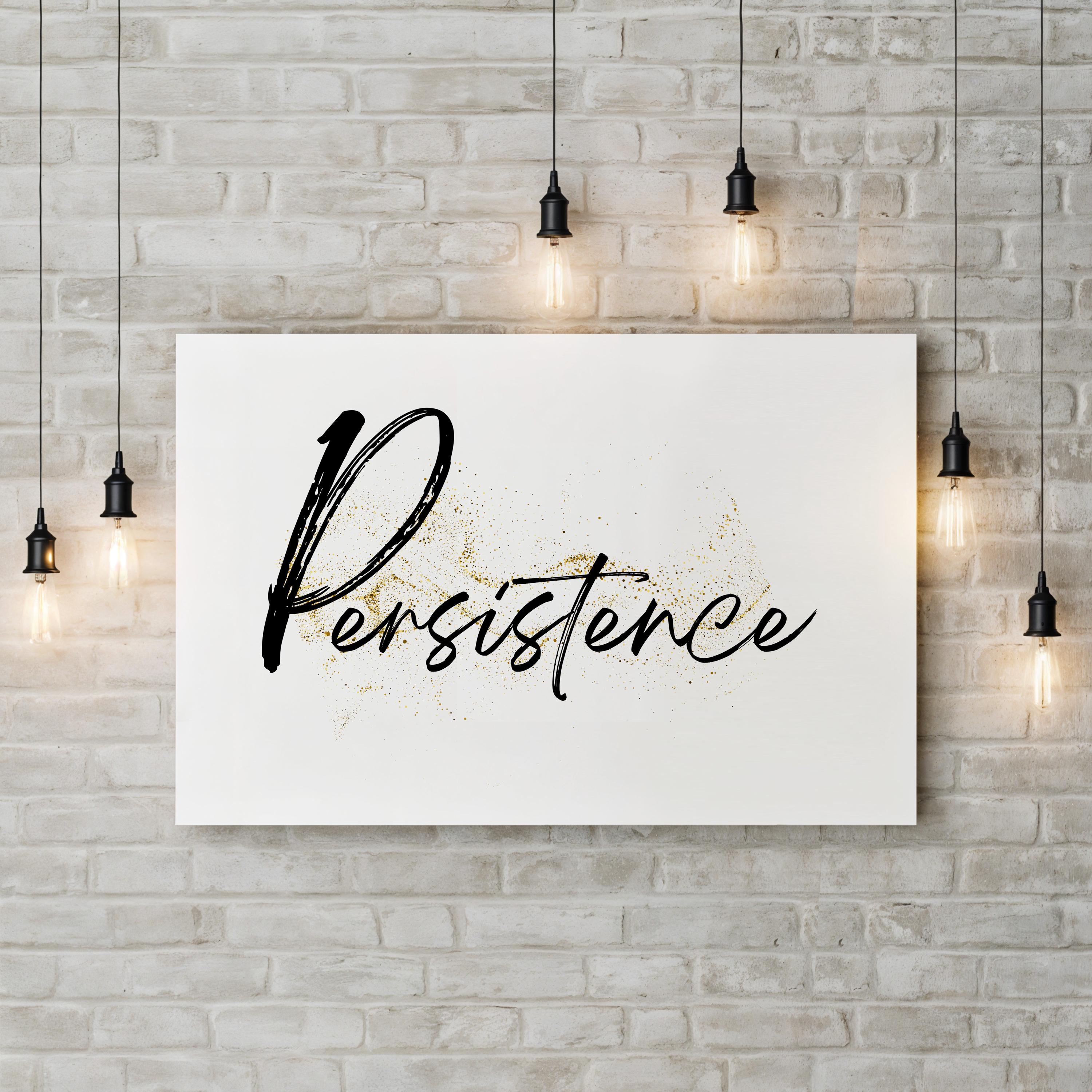 Persistence: Elegant Gold Typography Motivational Wall Art
