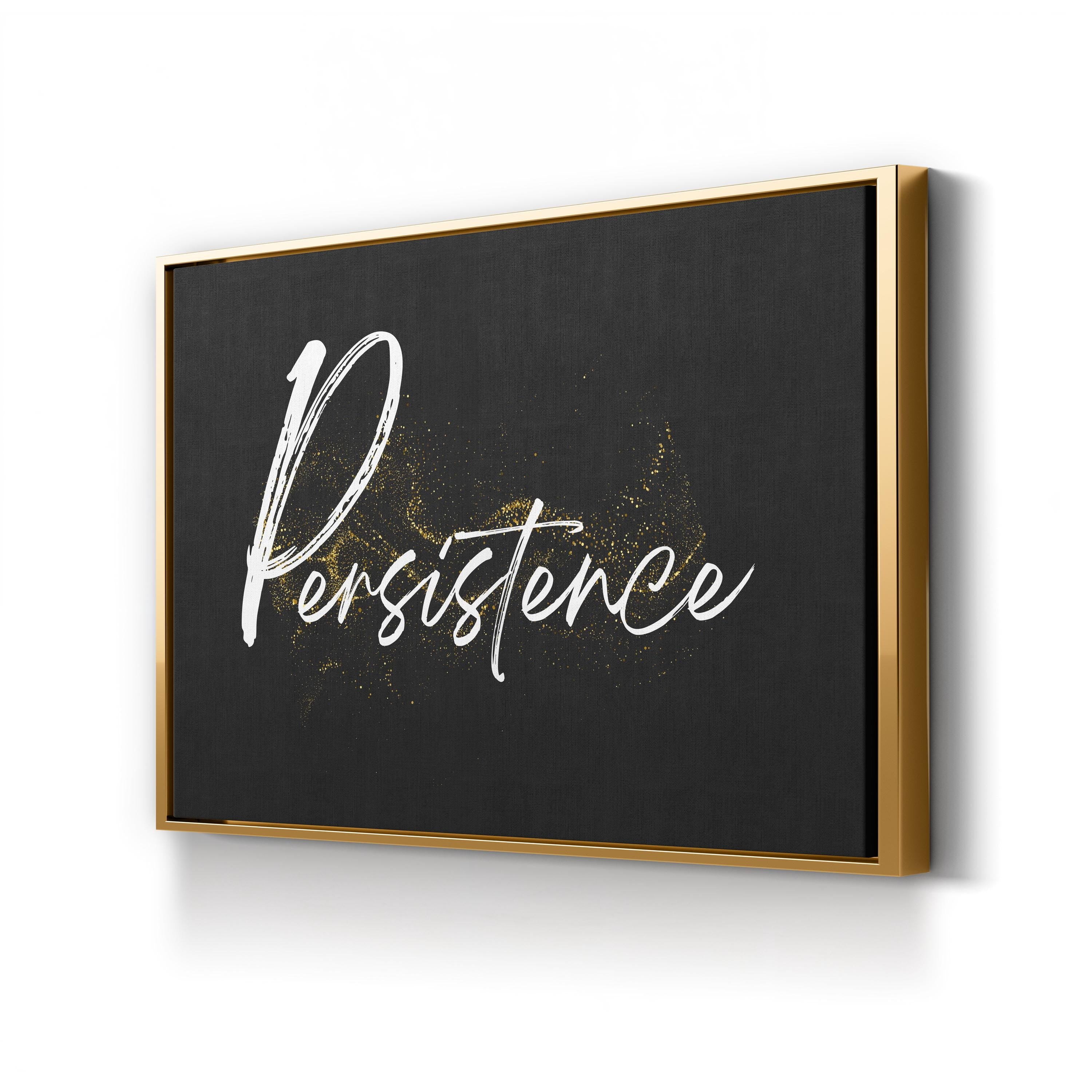 Persistence Elegant Gold Typography Wall Art | Contemporary Motivational Script Canvas Print