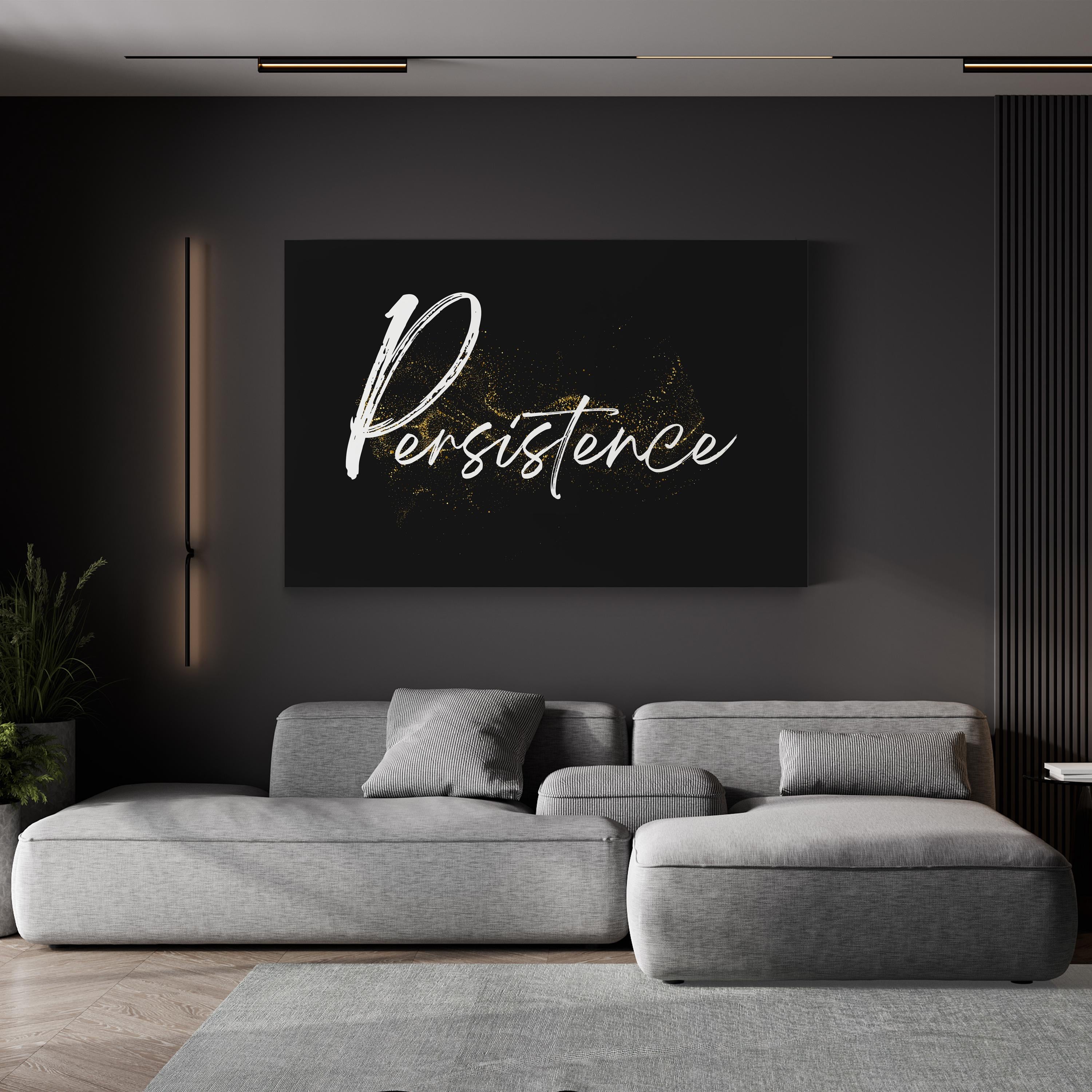 Persistence Elegant Gold Typography Wall Art | Contemporary Motivational Script Canvas Print