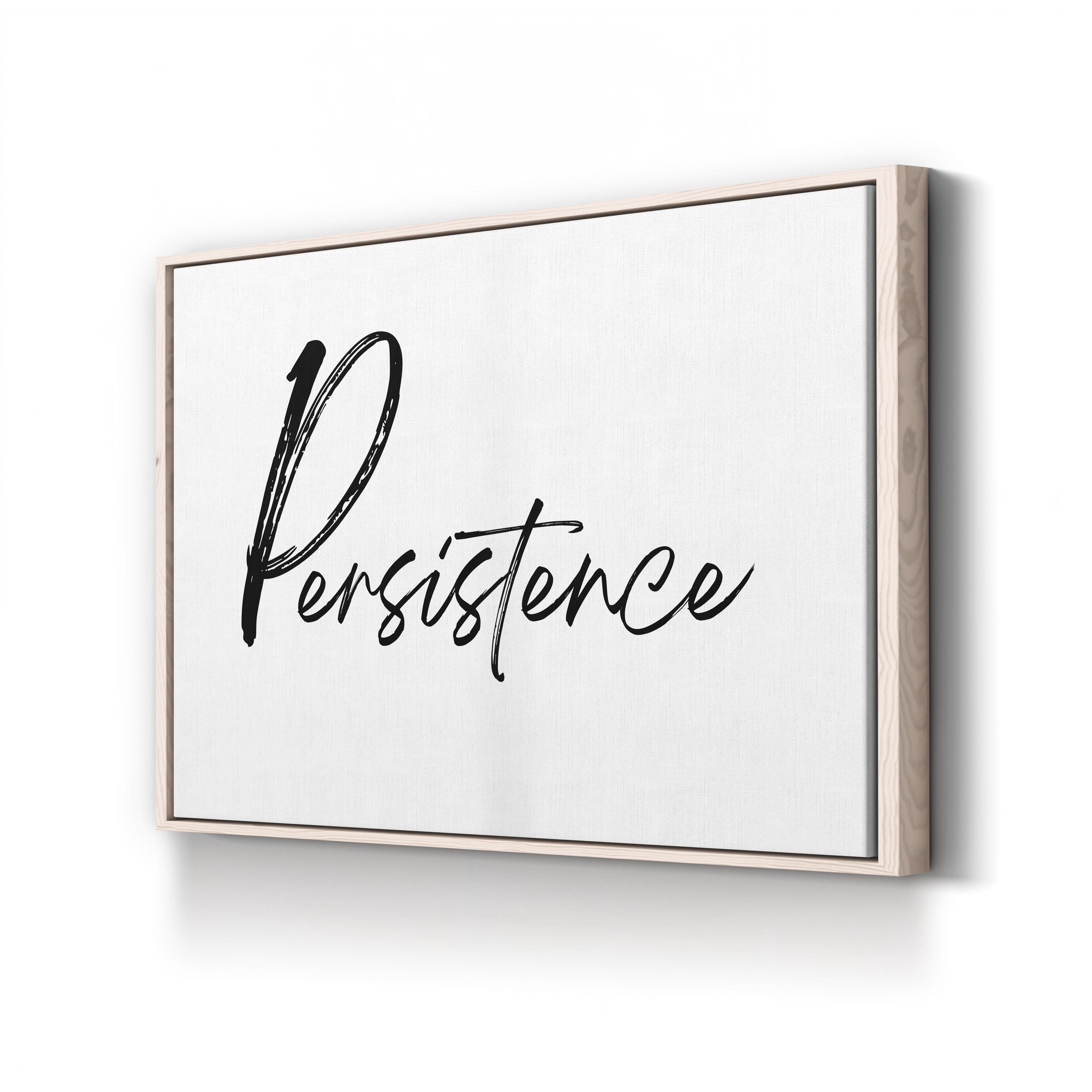 Persistence Silver Script on White – Typographic Wall Art | Home Office Canvas Print