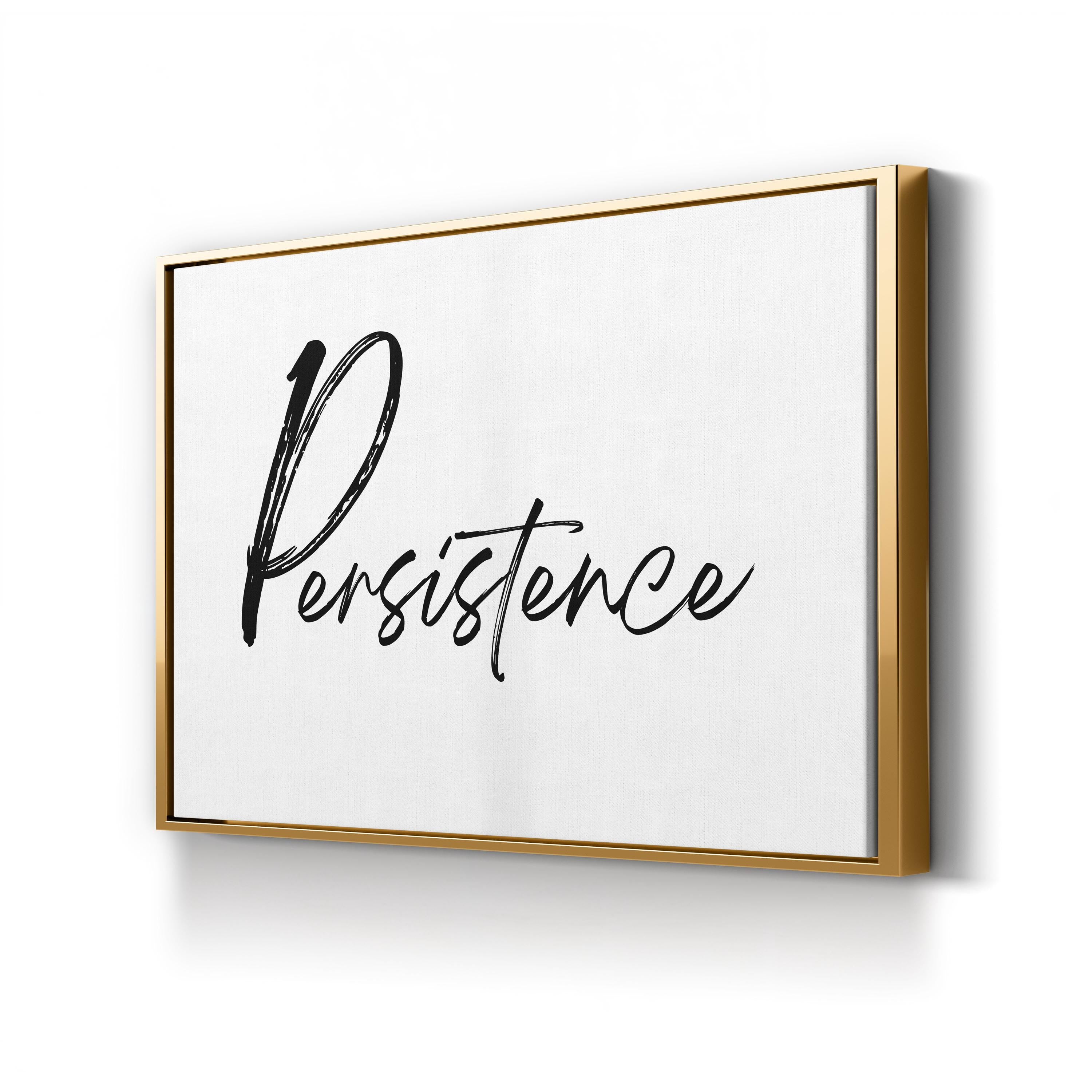 Persistence Silver Script on White – Typographic Wall Art | Home Office Canvas Print