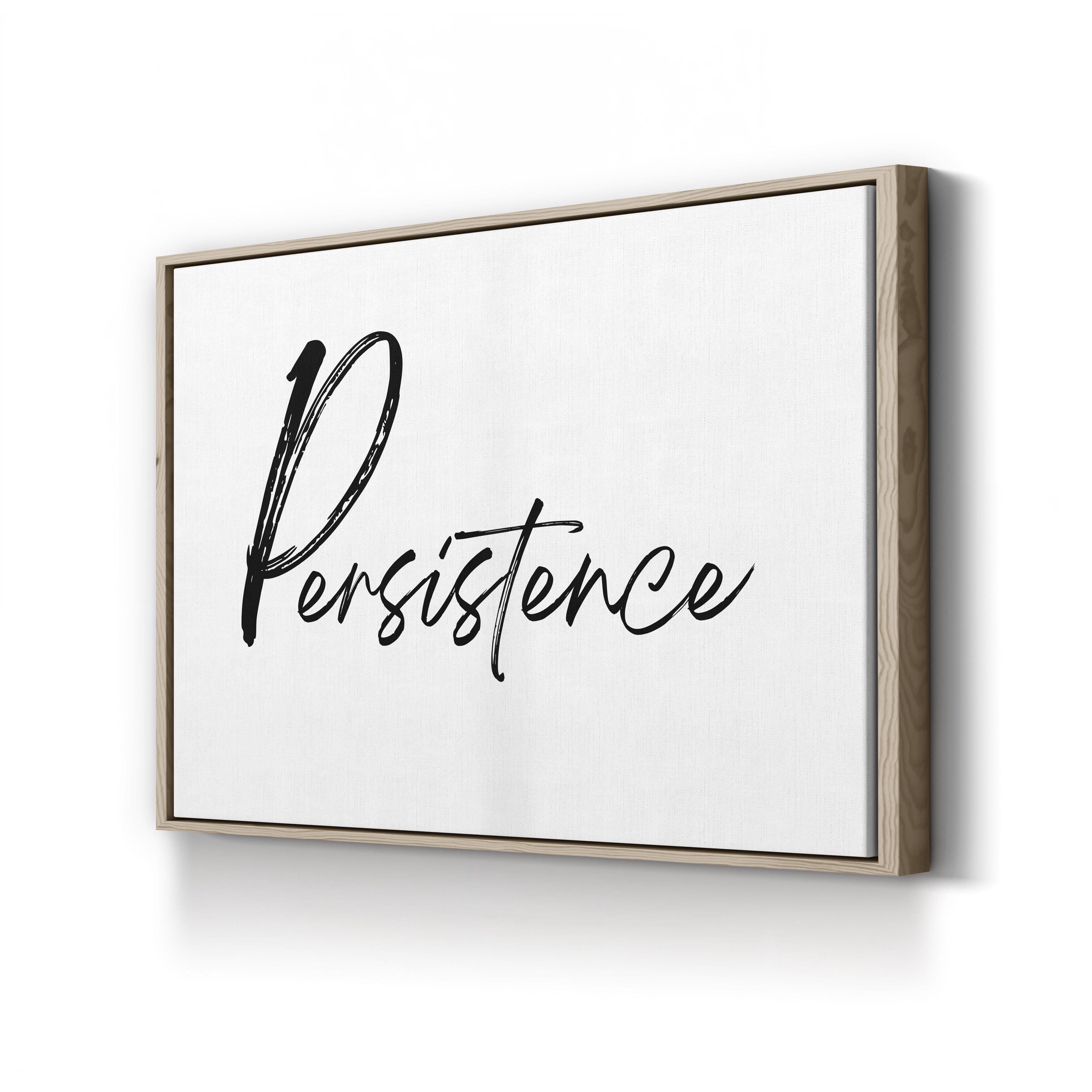 Persistence Silver Script on White – Typographic Wall Art | Home Office Canvas Print