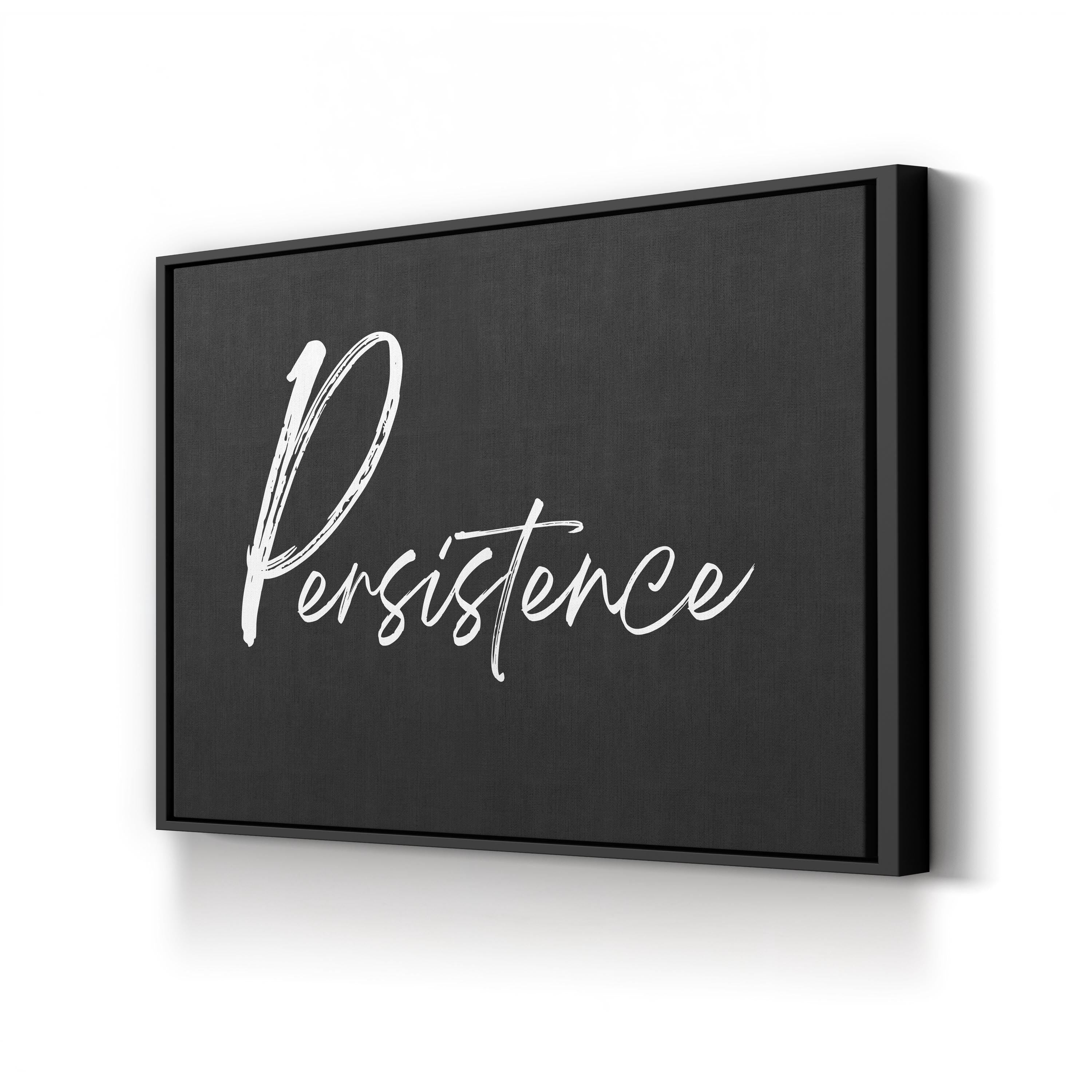 Persistence Silver Script Typography – Typographic Wall Art | Motivational Canvas Print