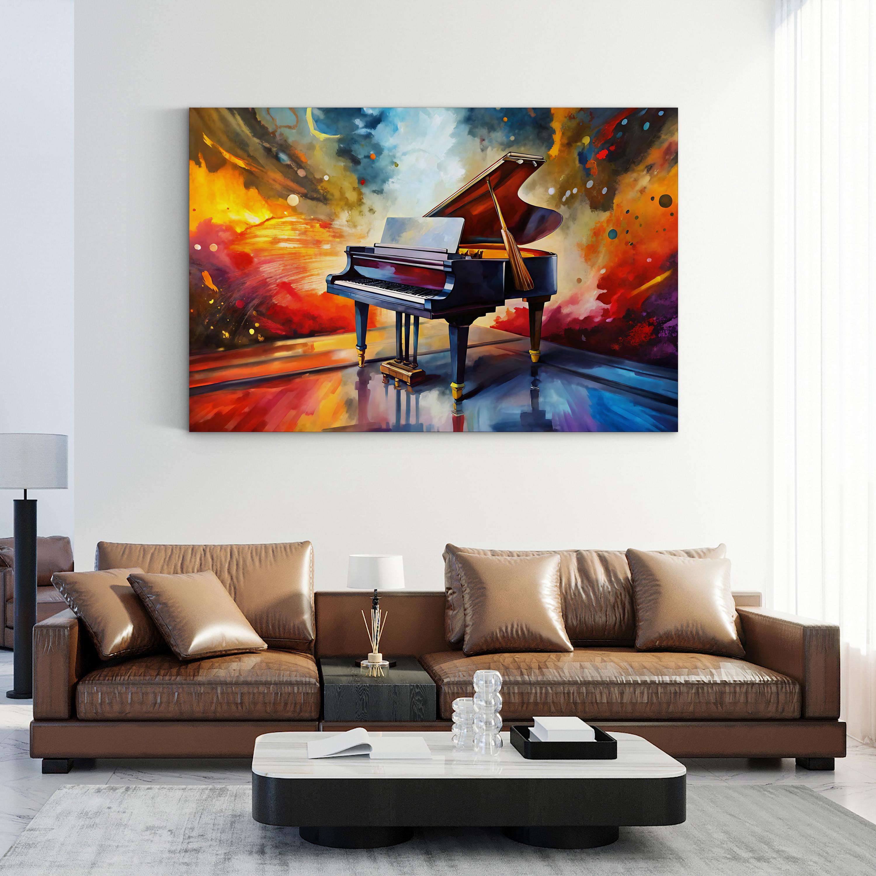 Piano Carnival Abstract – Period Illustration Wall Art | Colorful Music Canvas Print