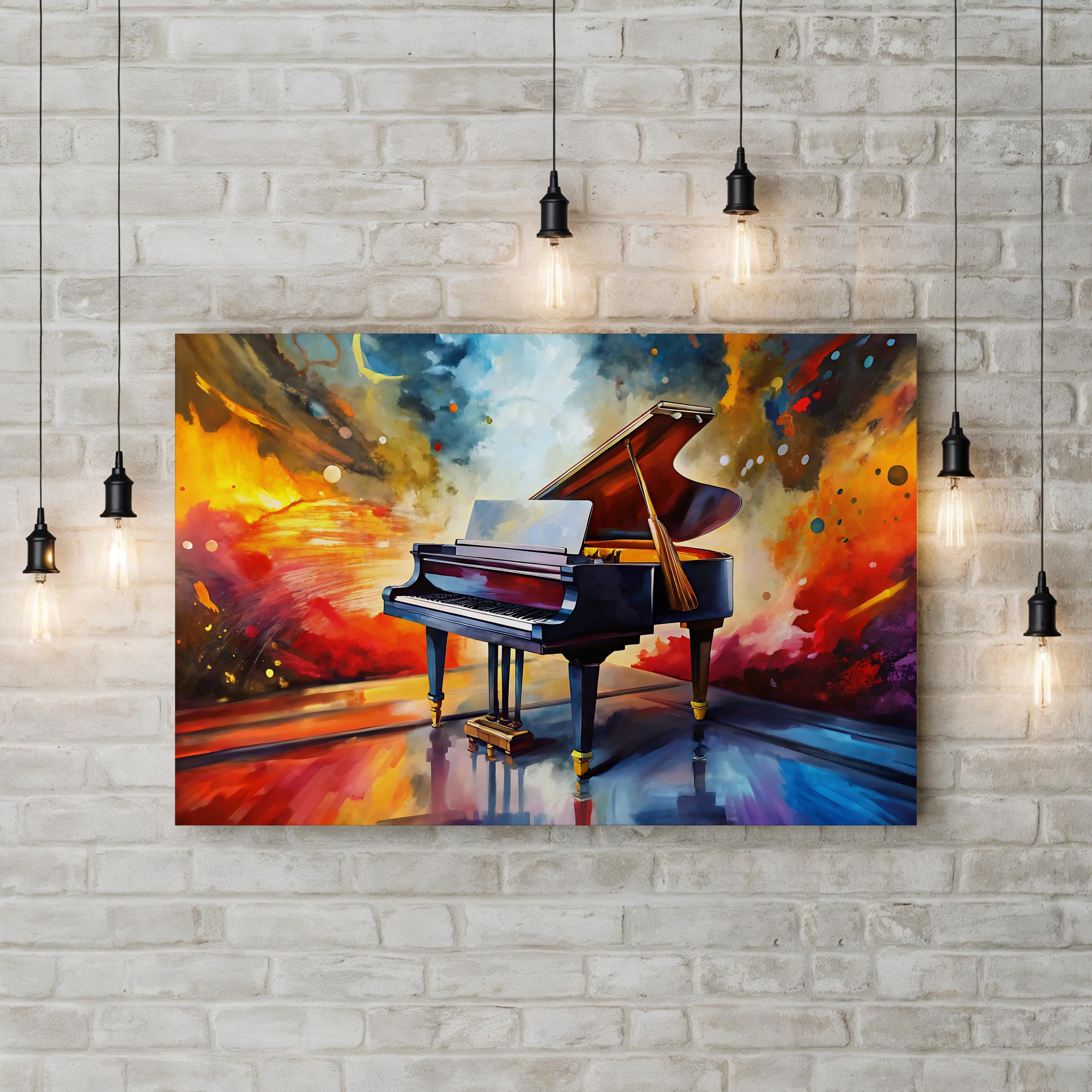 Piano Carnival Abstract – Period Illustration Wall Art | Colorful Music Canvas Print