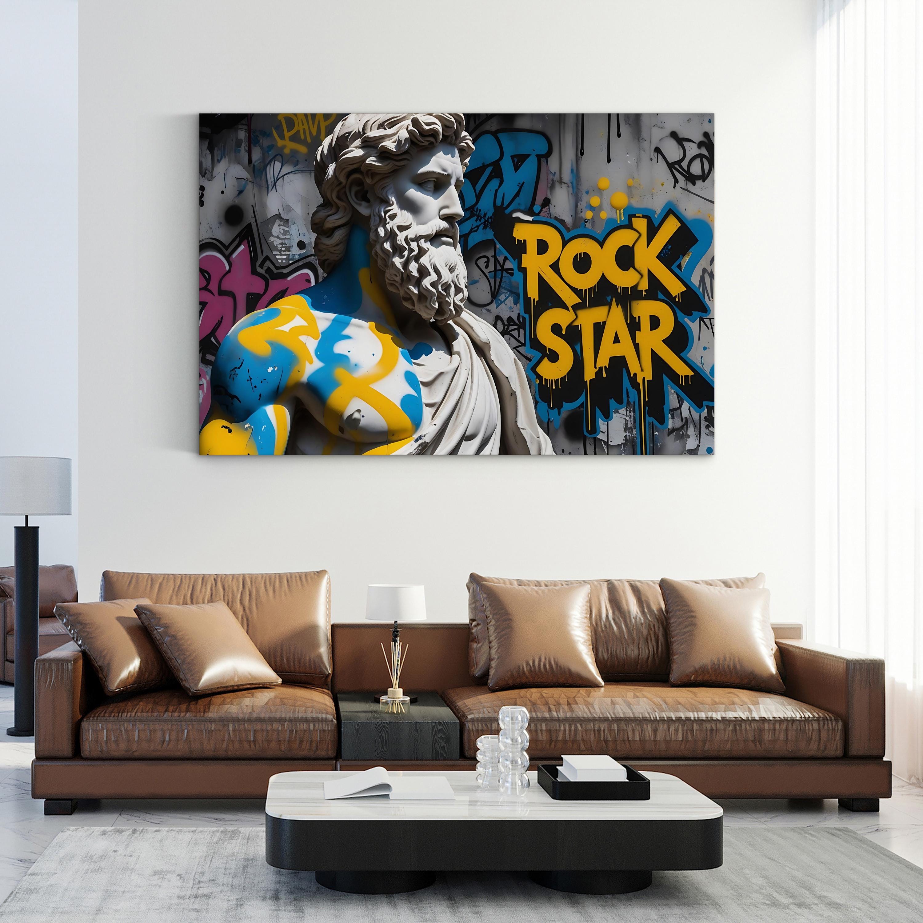Poseidon Graffiti Mythology – Period Illustration Wall Art | Urban Street Canvas Print
