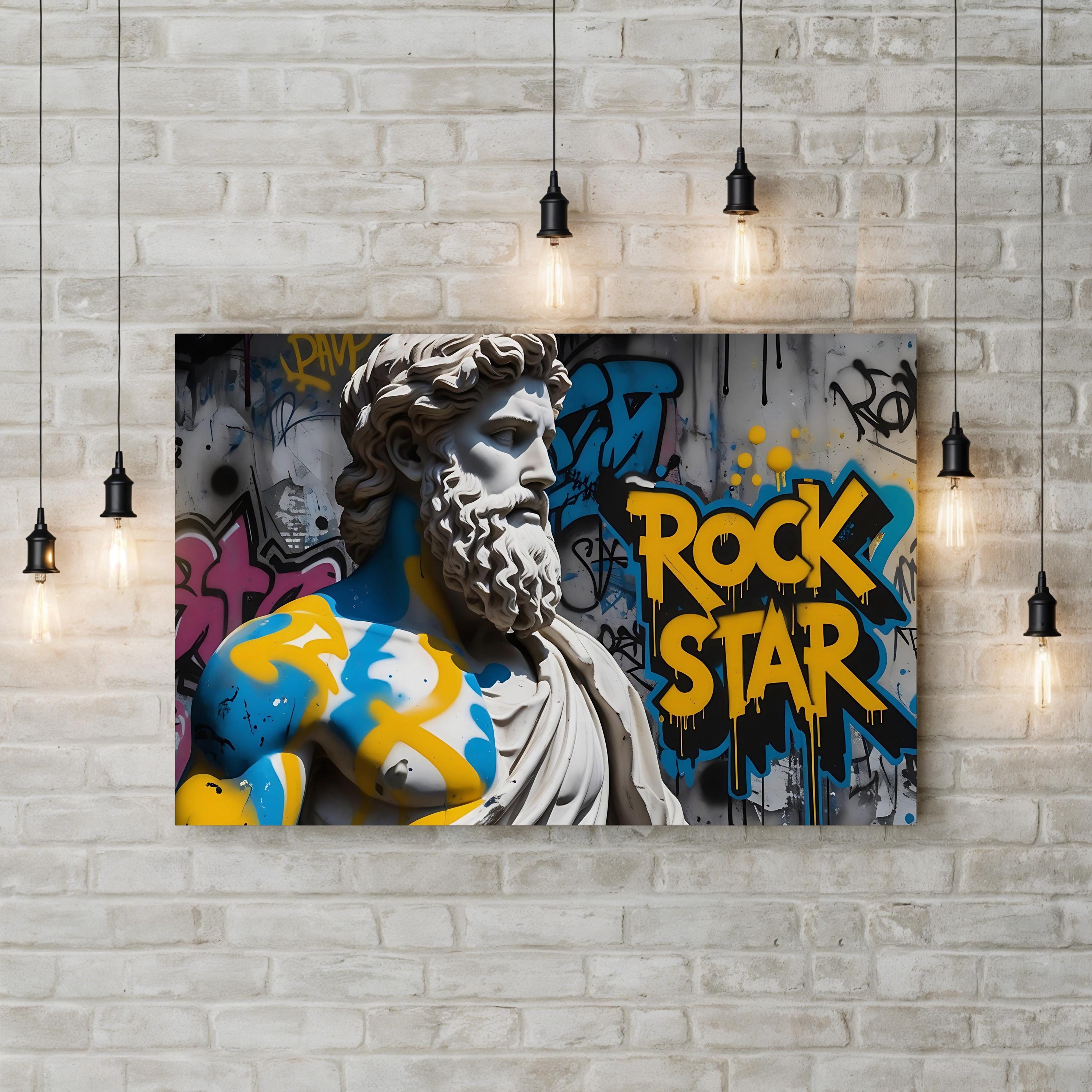 Poseidon Graffiti Mythology – Period Illustration Wall Art | Urban Street Canvas Print