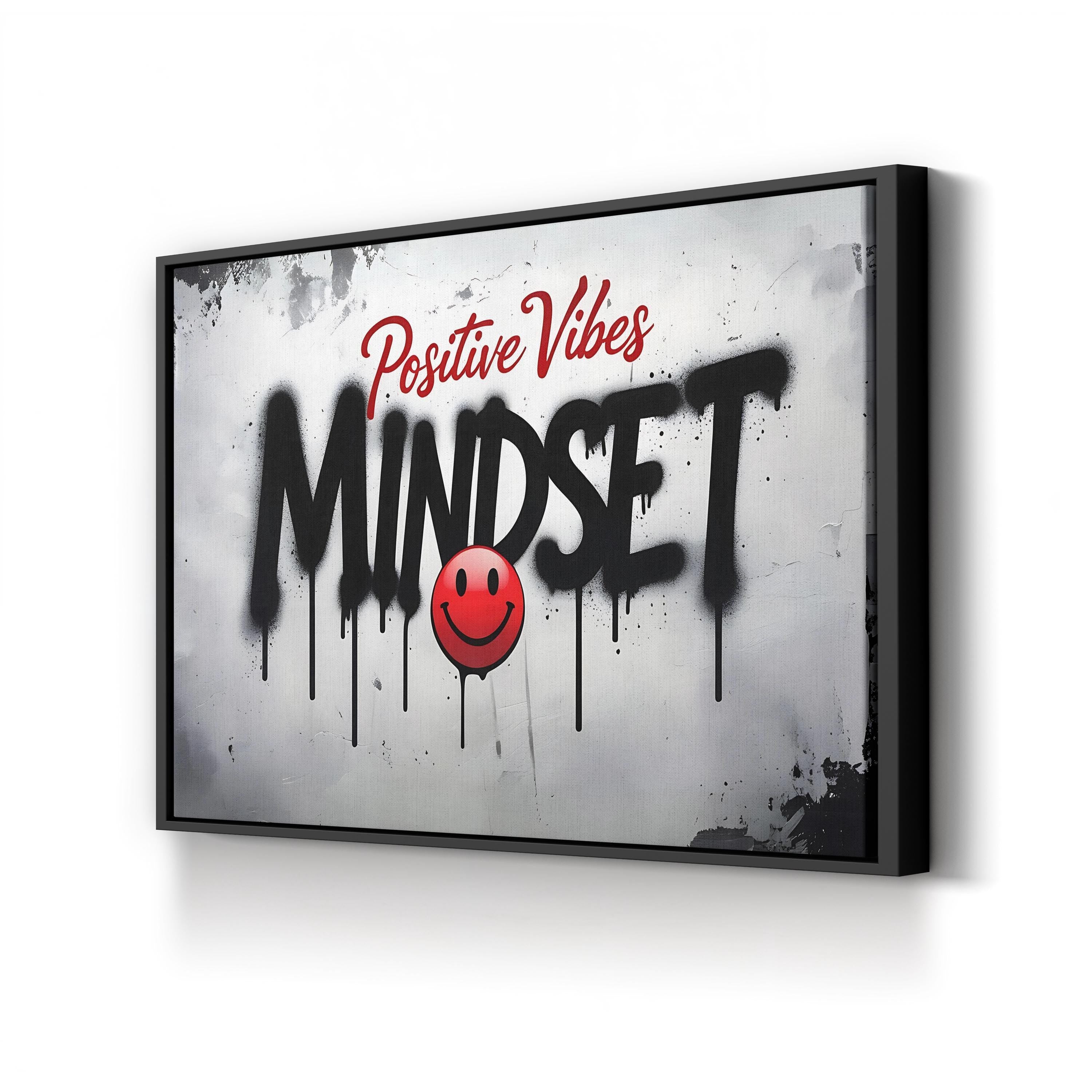 Positive Vibes Mindset Graffiti Wall Art | Contemporary Motivational Street Typography Canvas Print