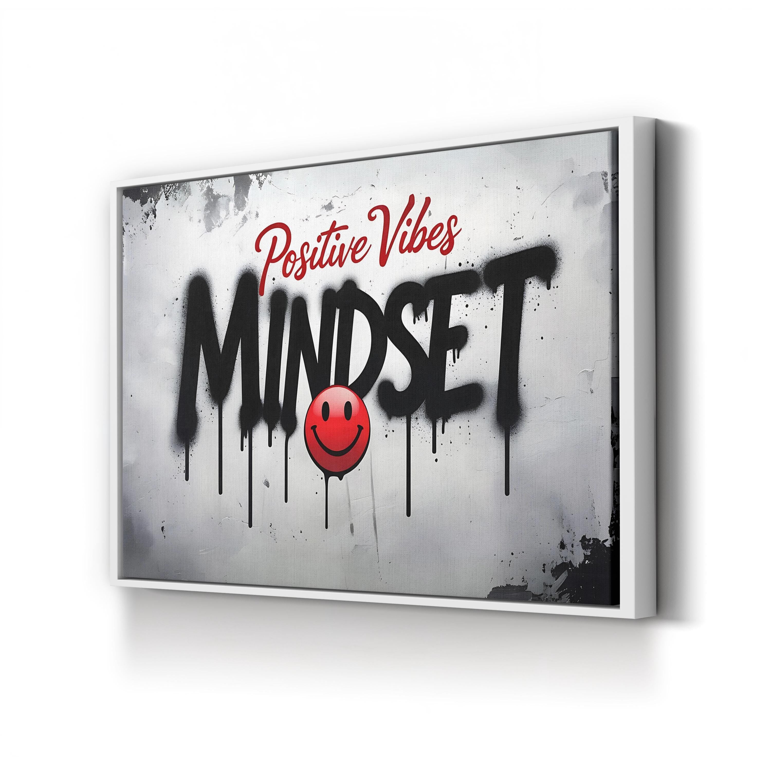 Positive Vibes Mindset Graffiti Wall Art | Contemporary Motivational Street Typography Canvas Print