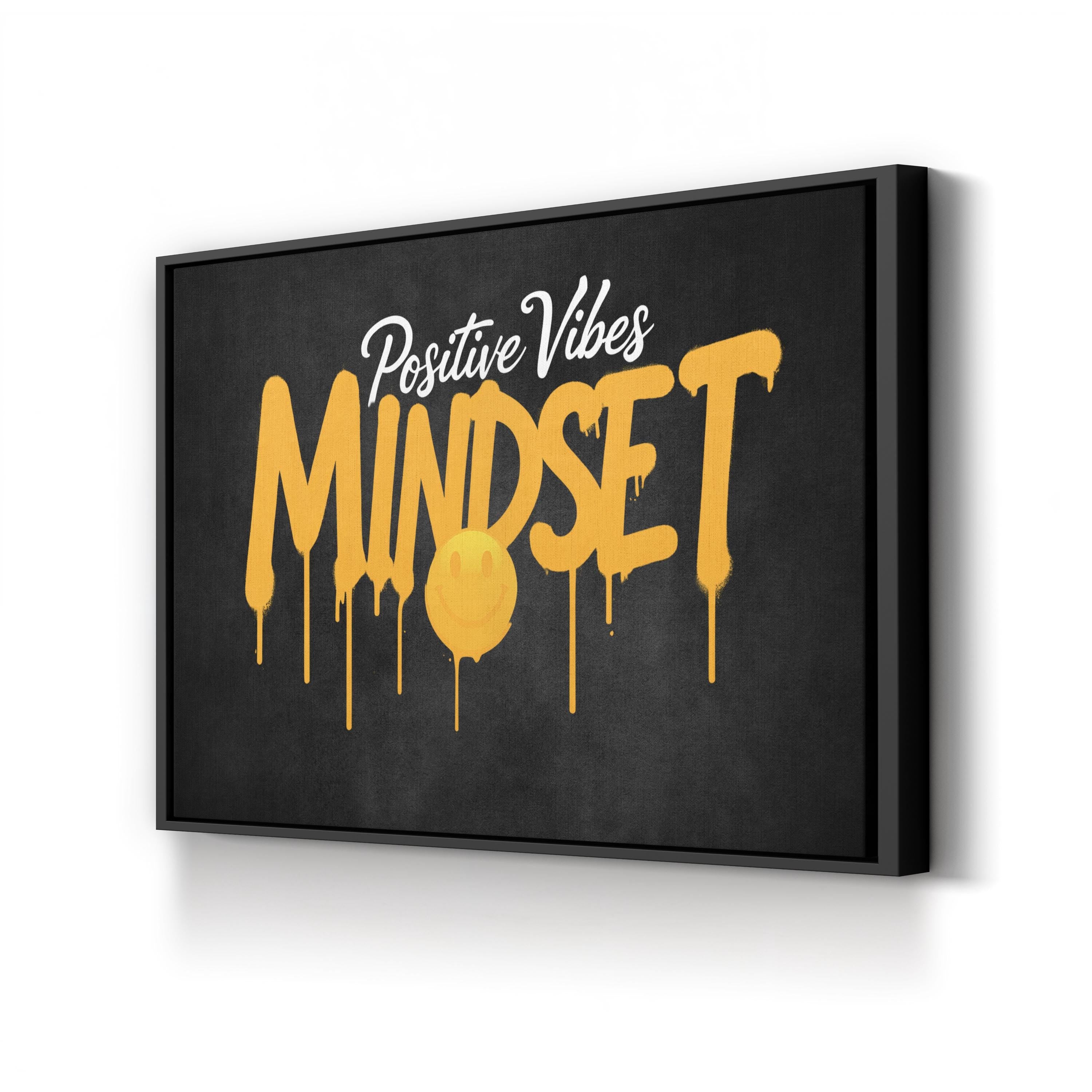 Positive Vibes Mindset Wall Art | Motivational Typography Canvas
