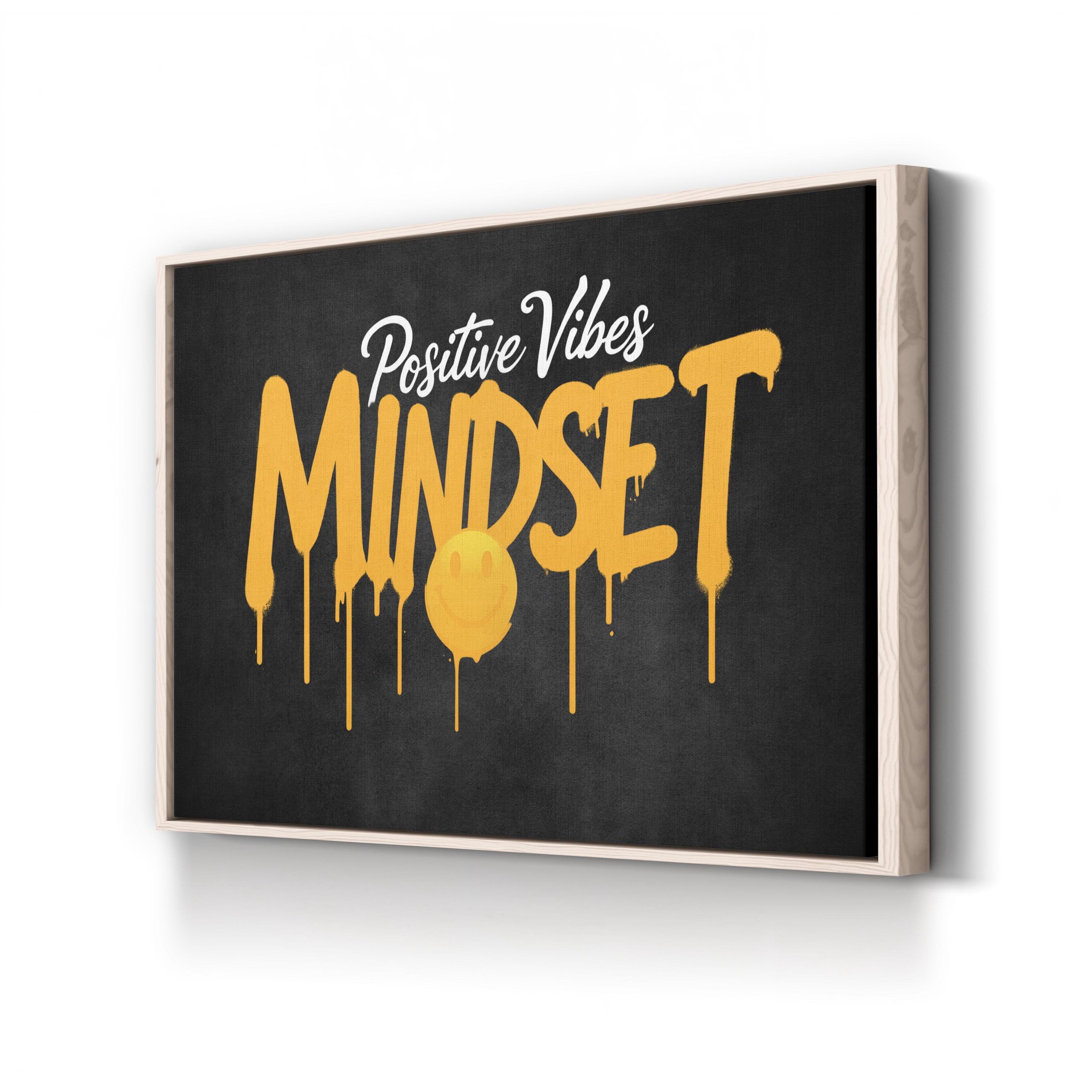 Positive Vibes Mindset Wall Art | Motivational Typography Canvas