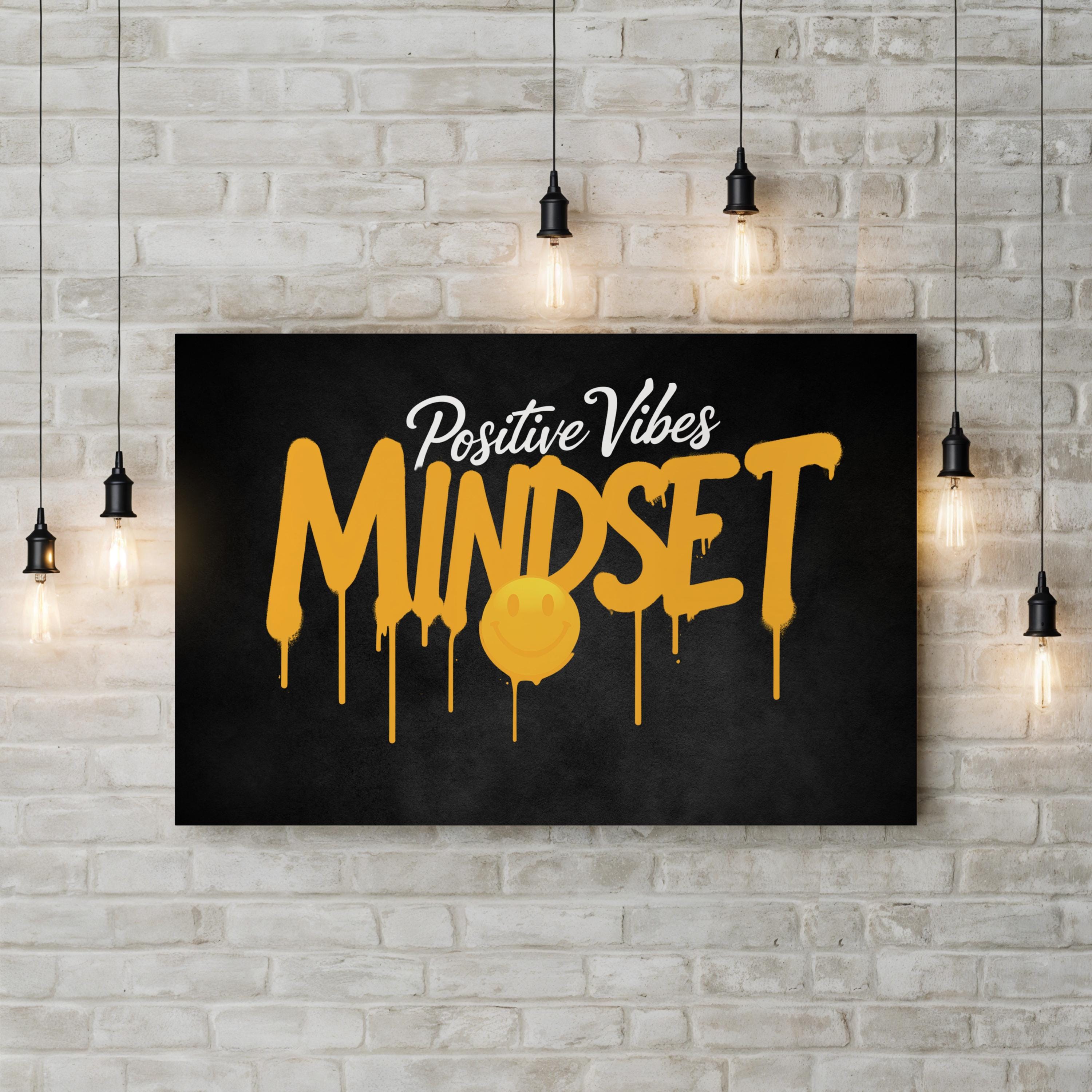 Positive Vibes Mindset Wall Art | Motivational Typography Canvas