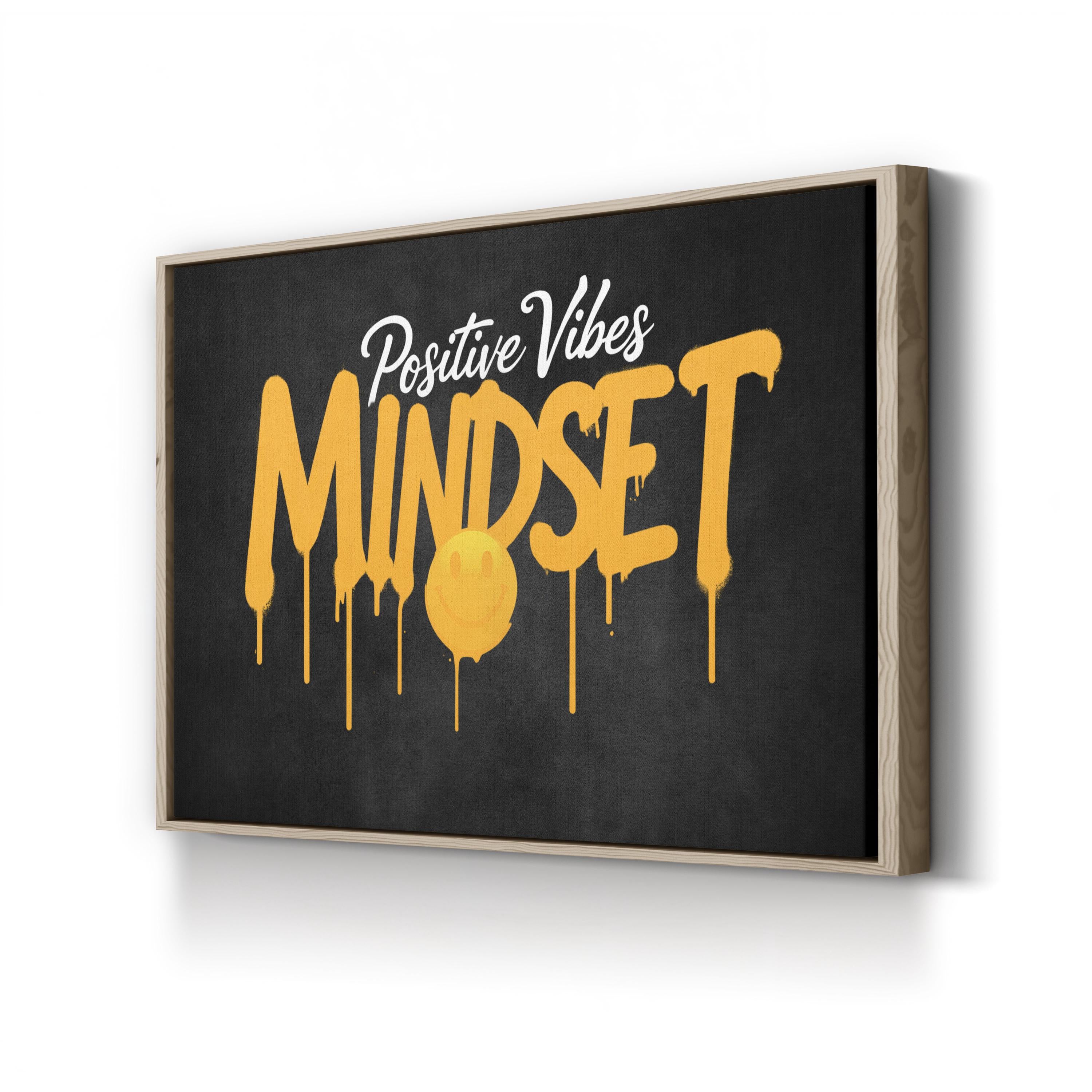 Positive Vibes Mindset Wall Art | Motivational Typography Canvas
