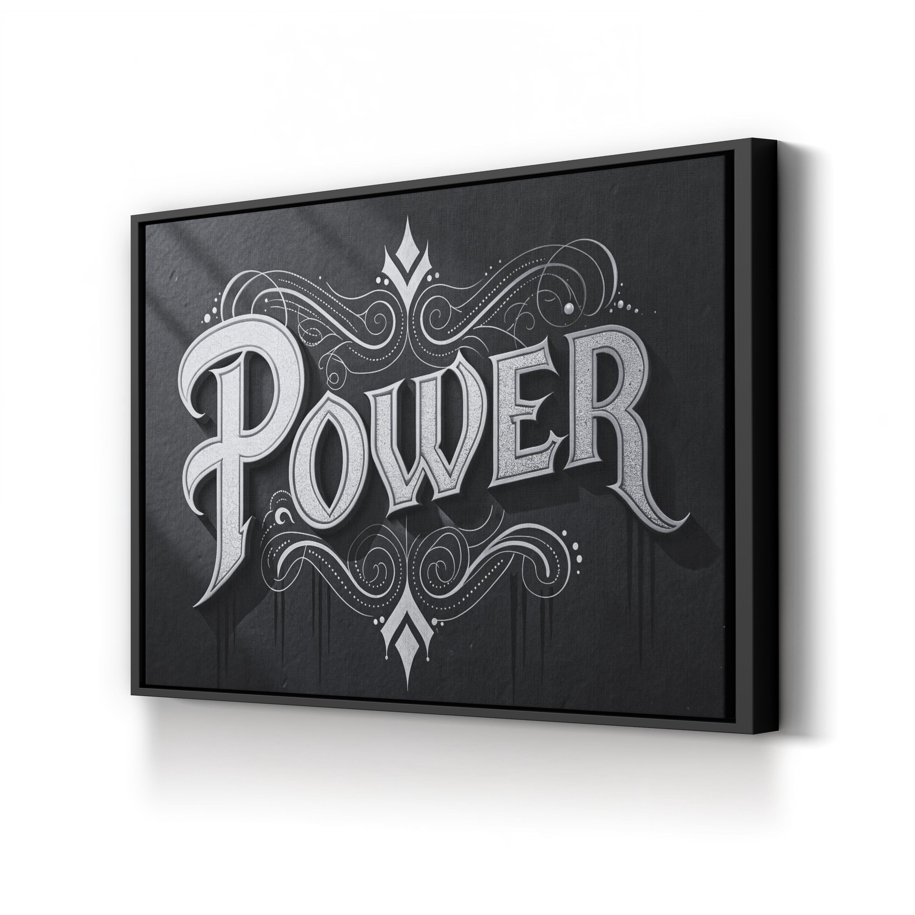 Power Wall Art | Black and White Motivational Typography Canvas