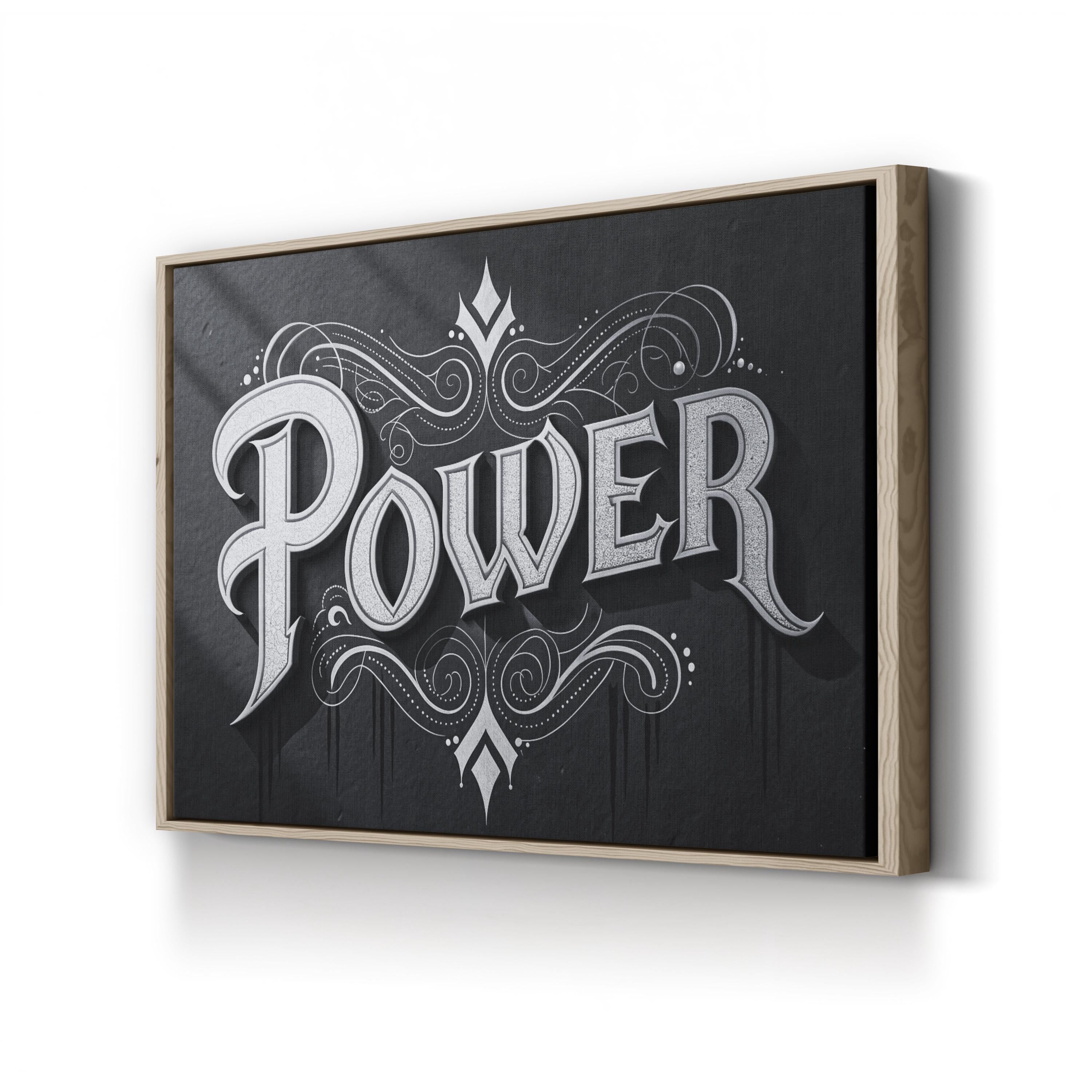 Power Wall Art | Black and White Motivational Typography Canvas