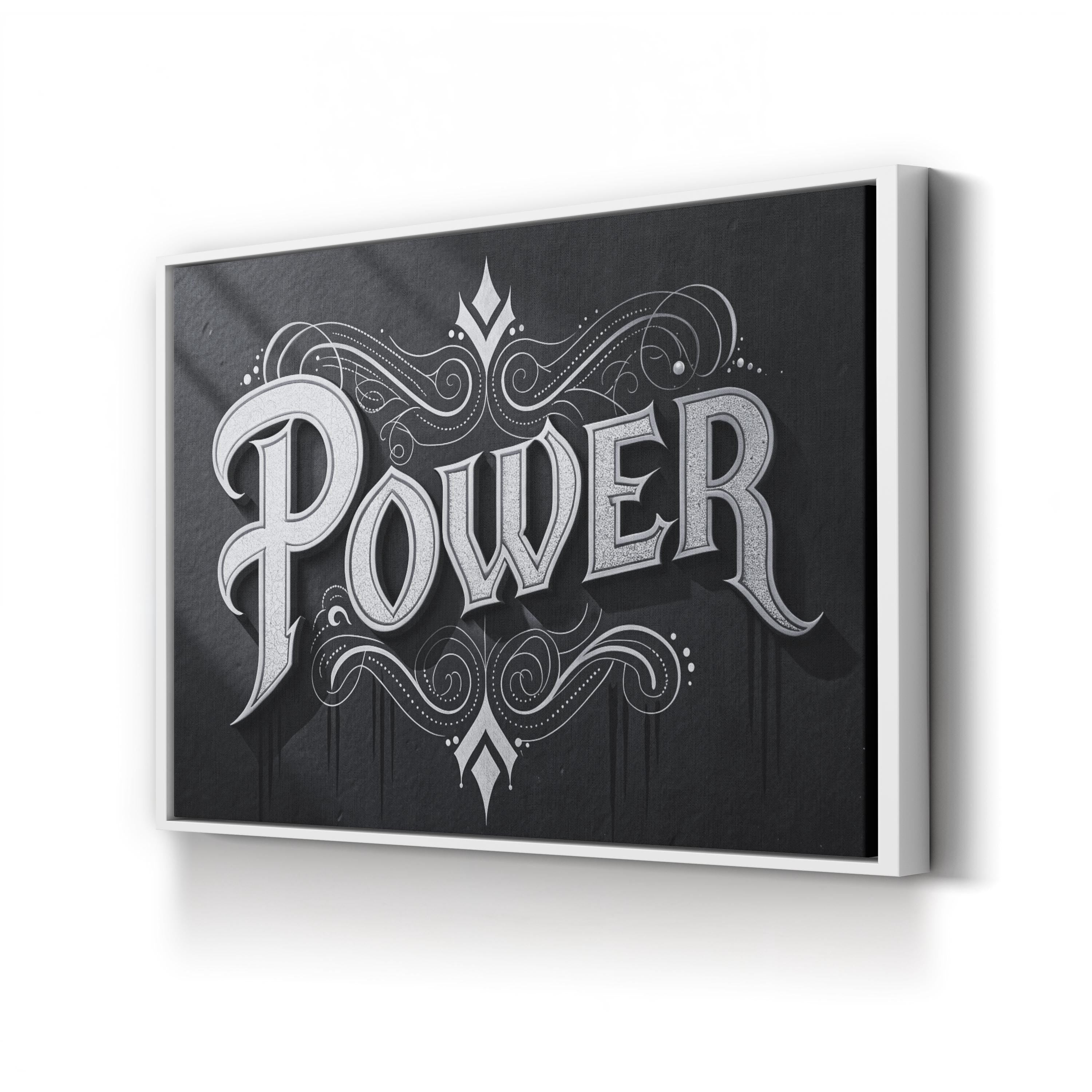 Power Wall Art | Black and White Motivational Typography Canvas